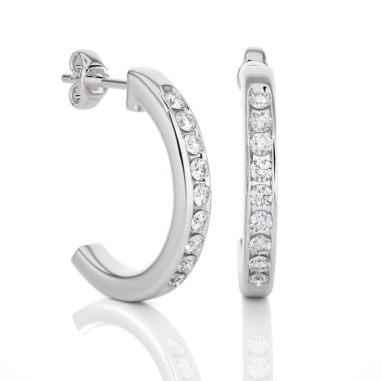 Medium Size Round Lab Diamond Hoop Earrings