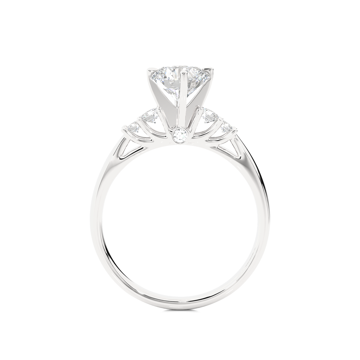 Three Stone Moissanite Lab Diamond Vermeil Ring