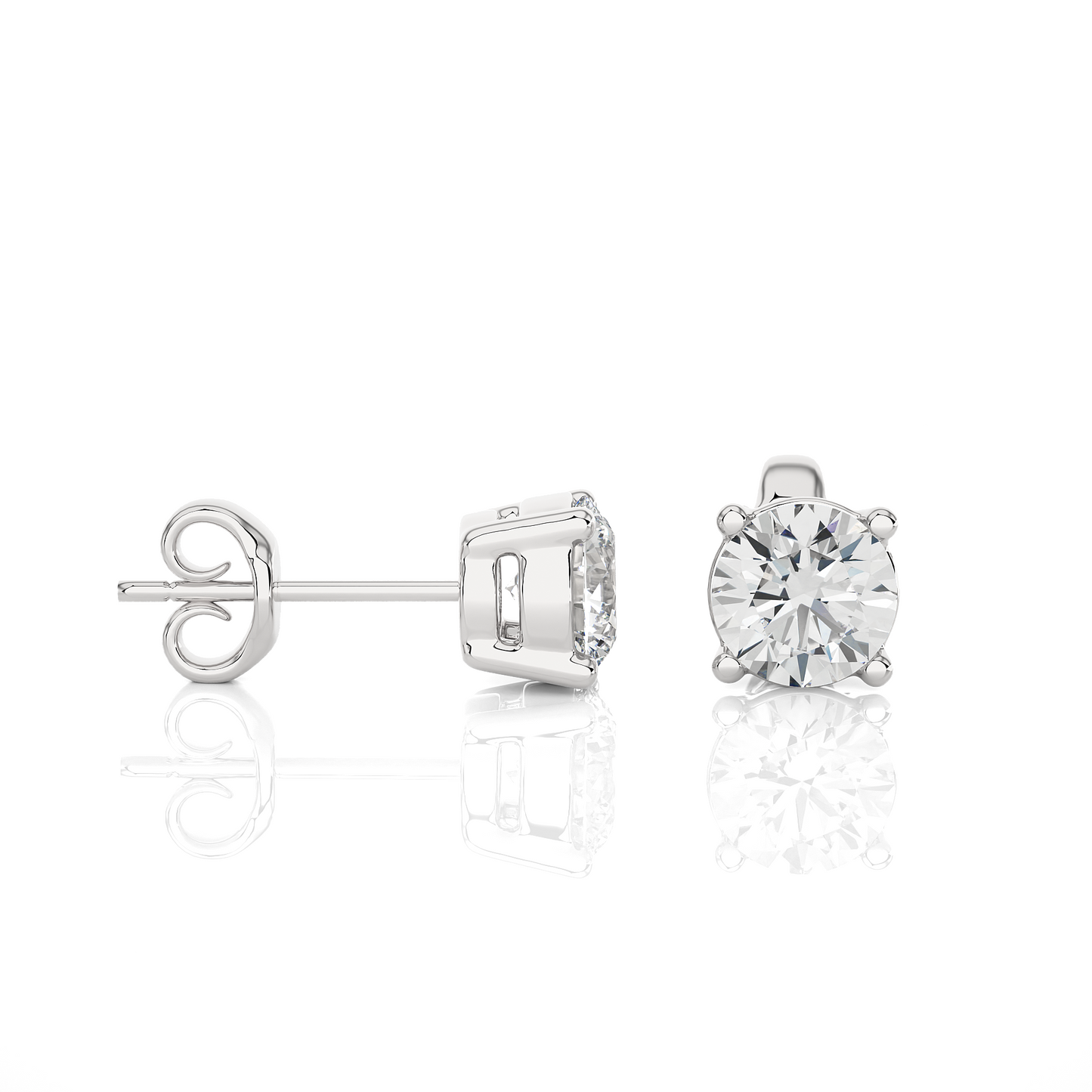 Classic Round Lab Diamond Solitaire Stud Earrings.