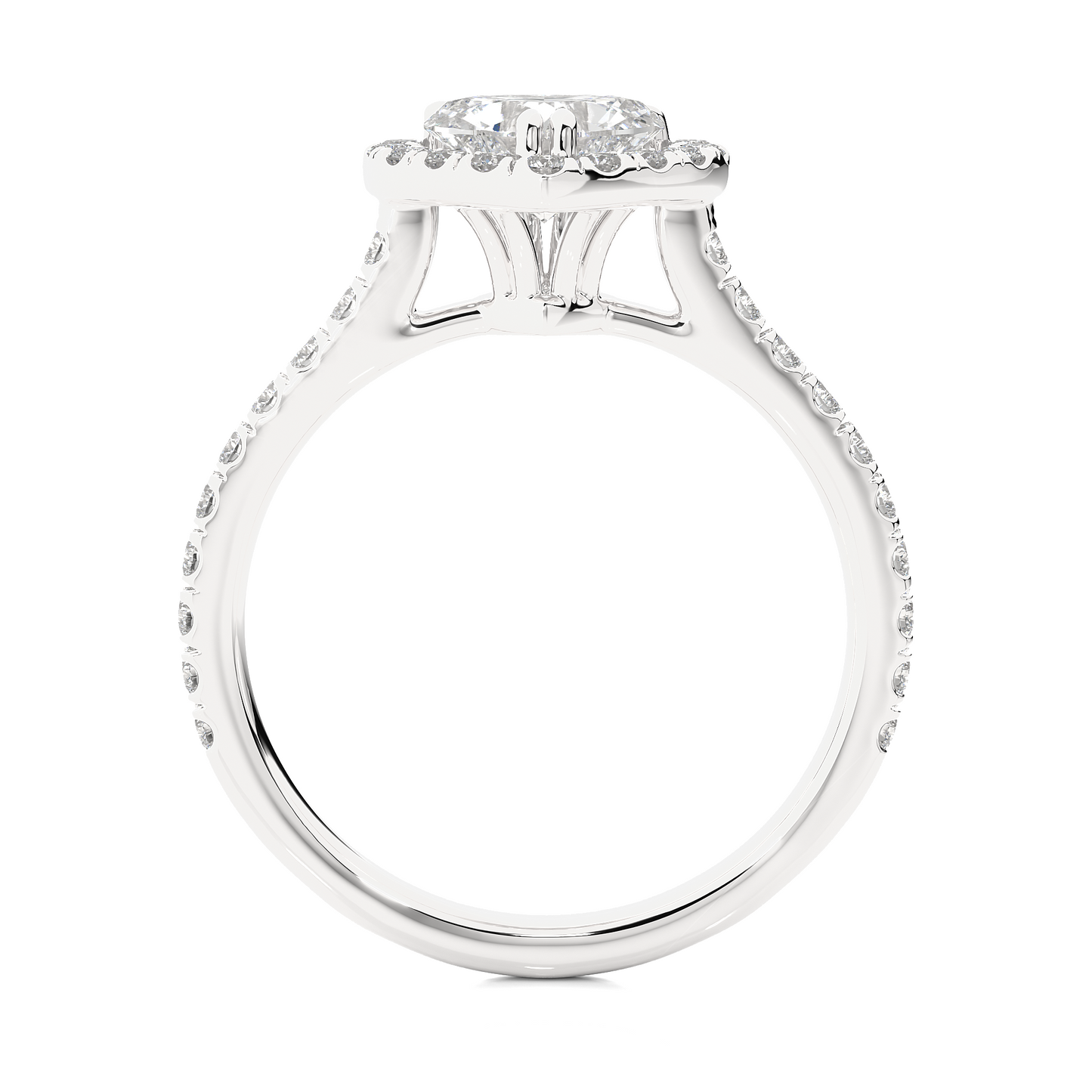 Heart Shape Halo Vermeil Moissanite Lab Diamond Ring