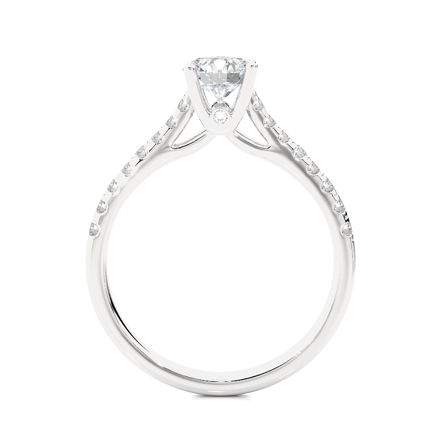 Classic Pavé Moissanite Lab Diamond Vermeil Engagement Ring