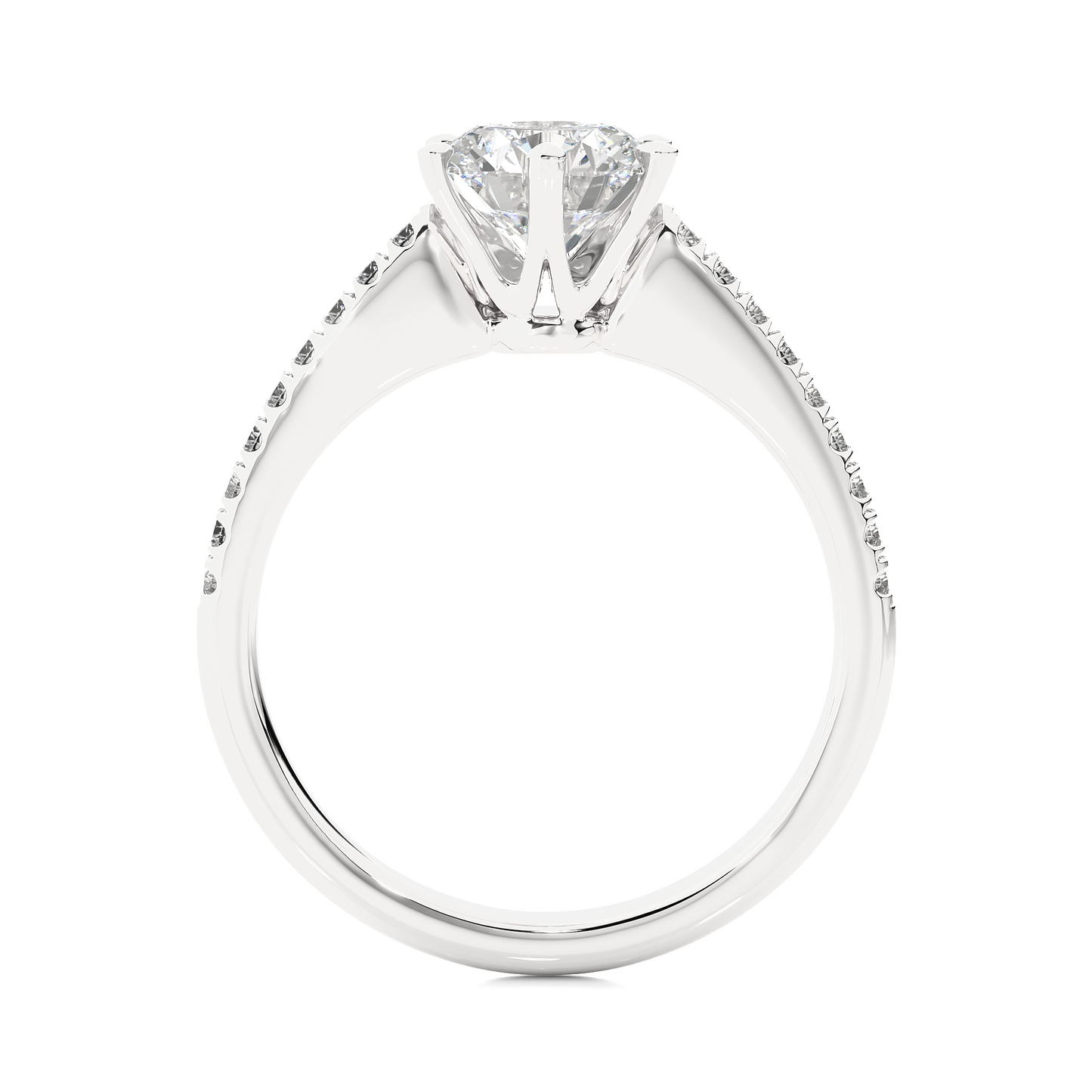 Round Cut Moissanite / Lab Diamond Vermeil Engagement Ring