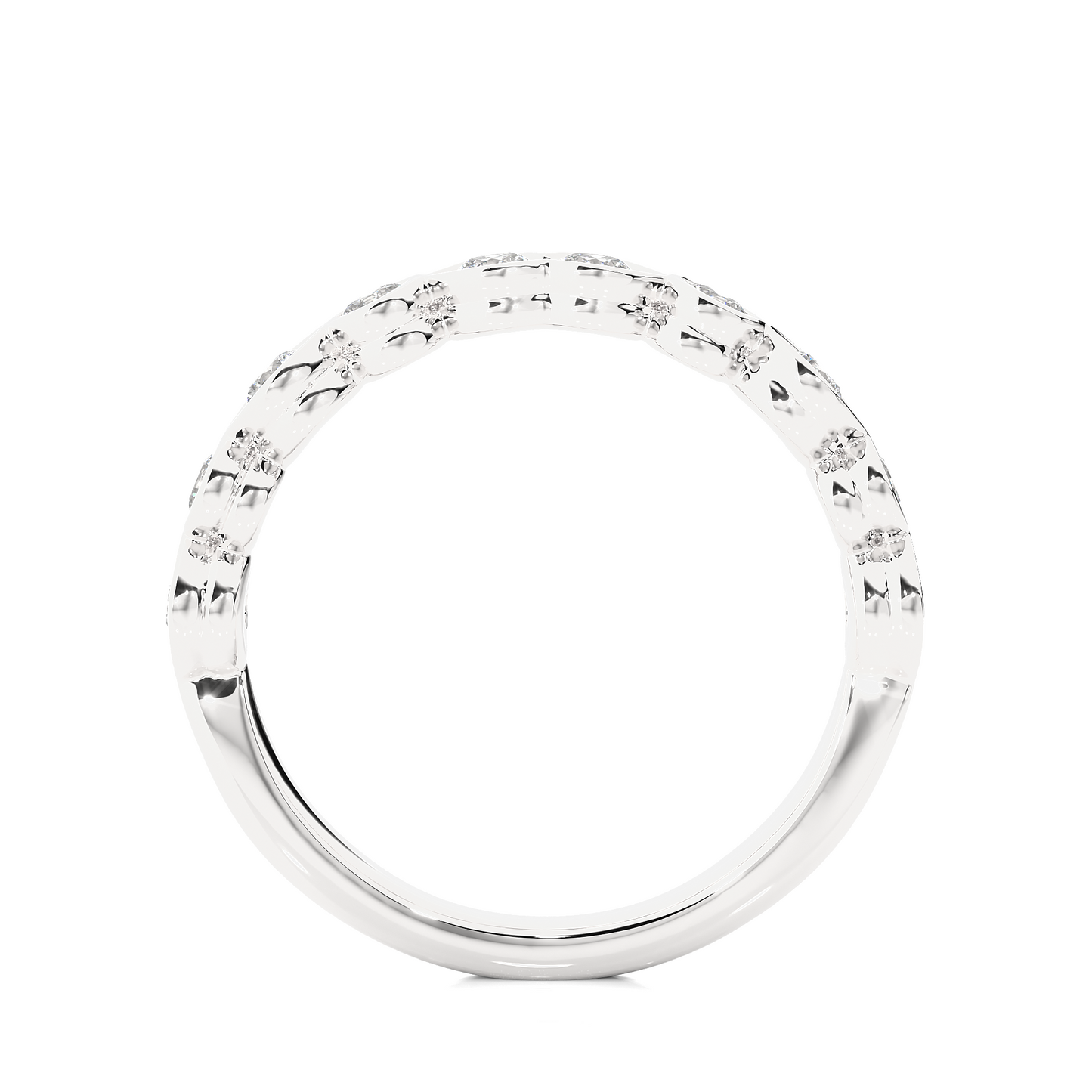 Premium Lab Diamond Moissanite Bezel Set Wedding Band Ring
