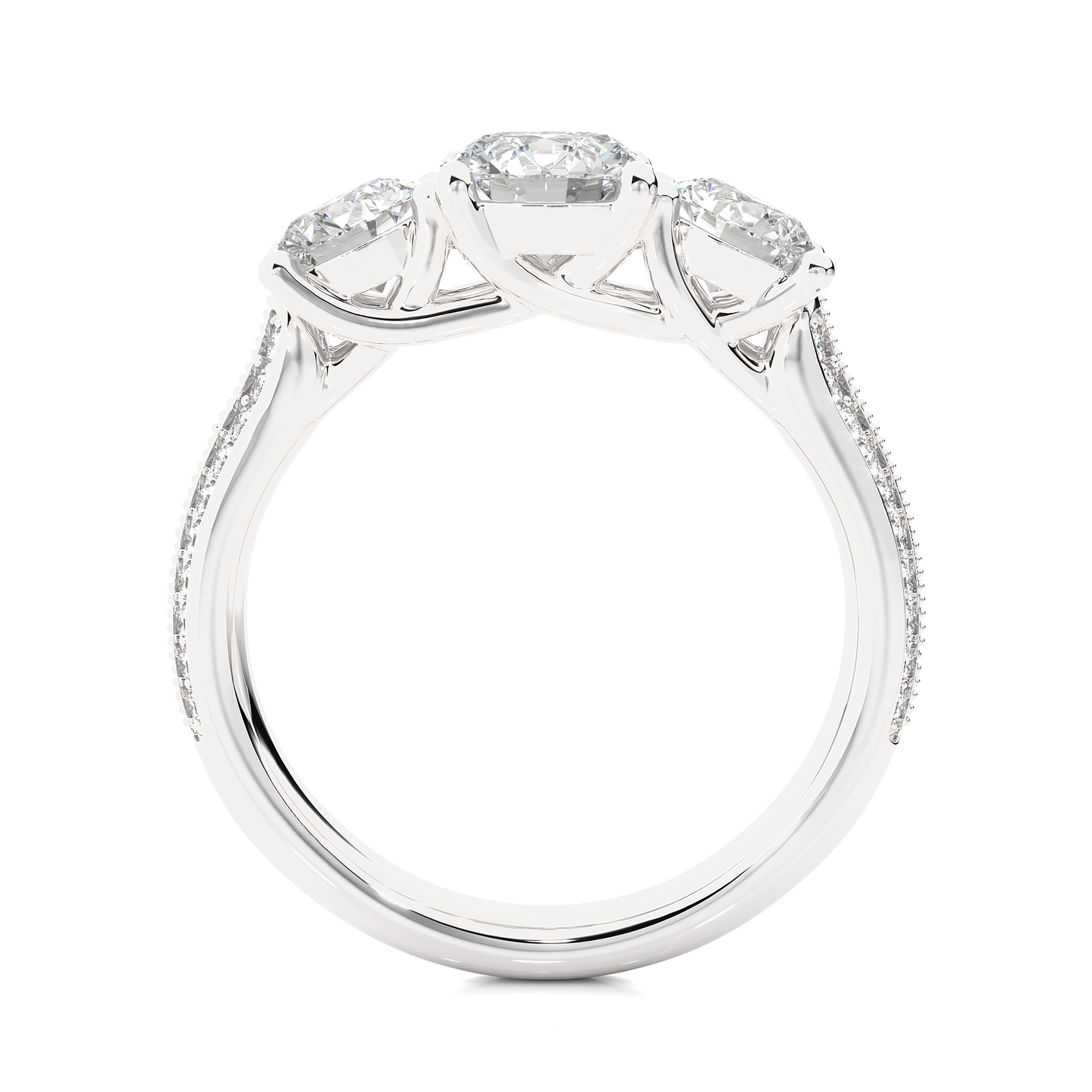 Round Three Stone Lab Grown / Moissanite Diamond Ring