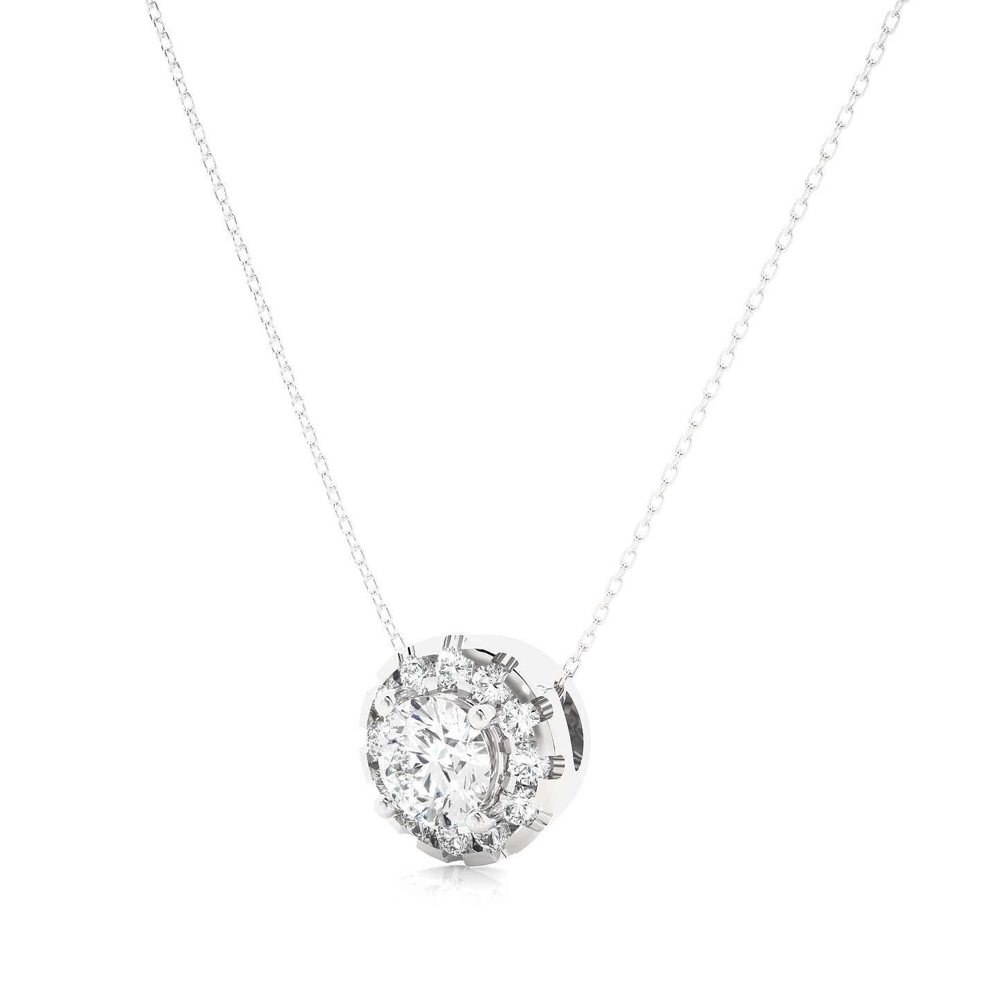 Round Halo Lab Diamond Pendant Necklace