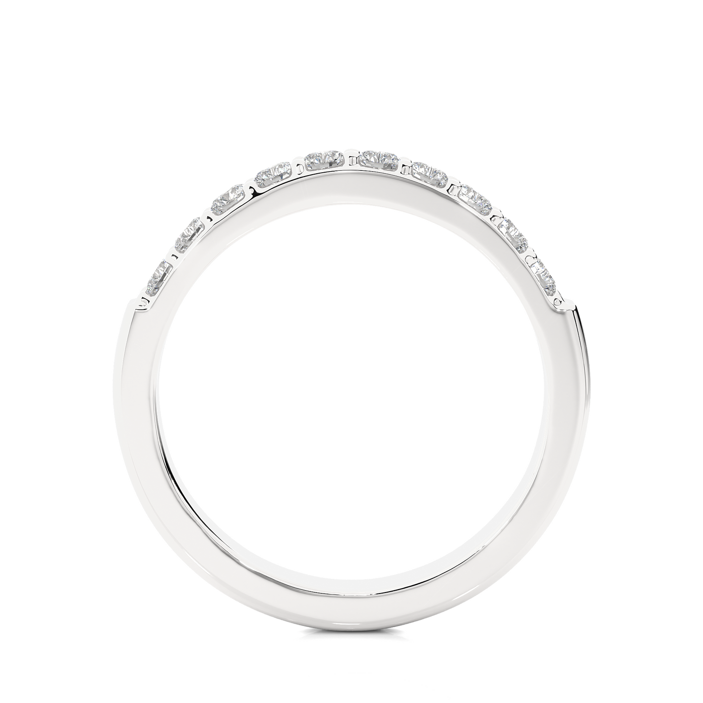 Minimalist Half Eternity Moissanite Lab Diamond Vermeil Ring