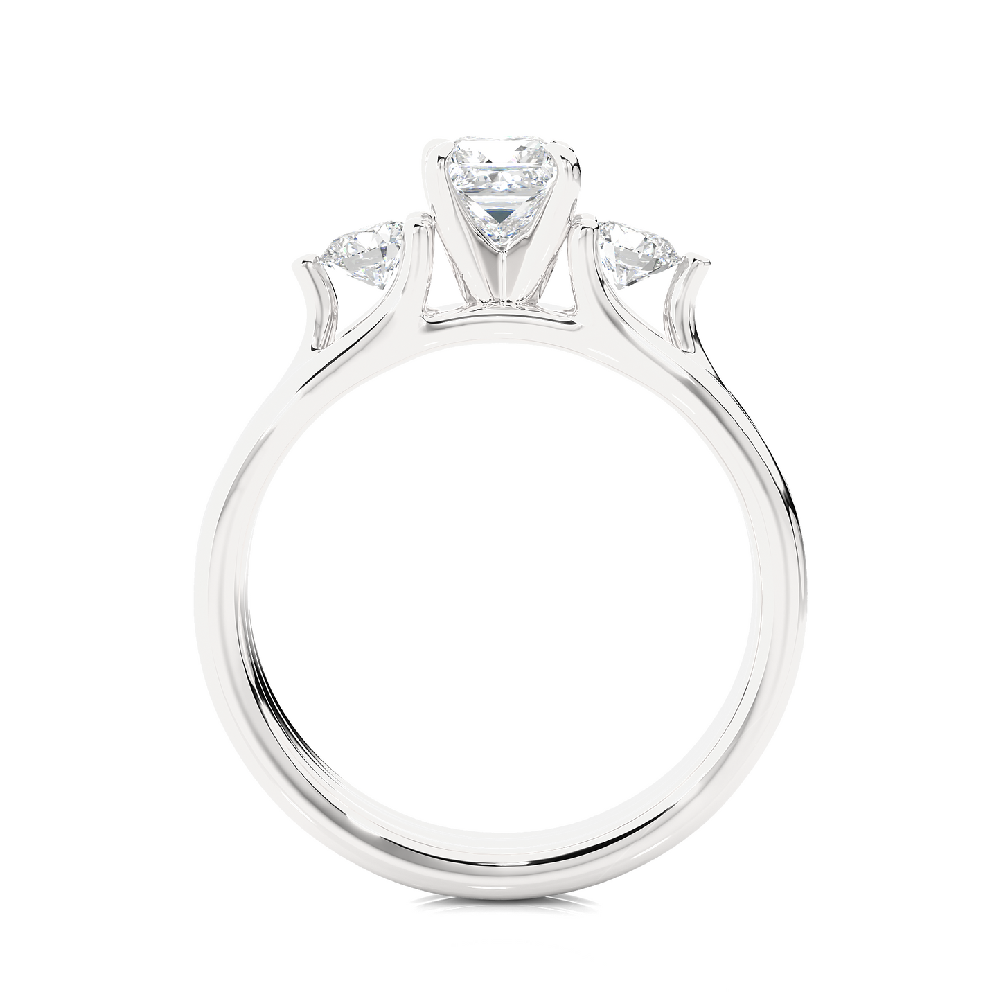 Princess Diamond Three Stone Engagement Ring