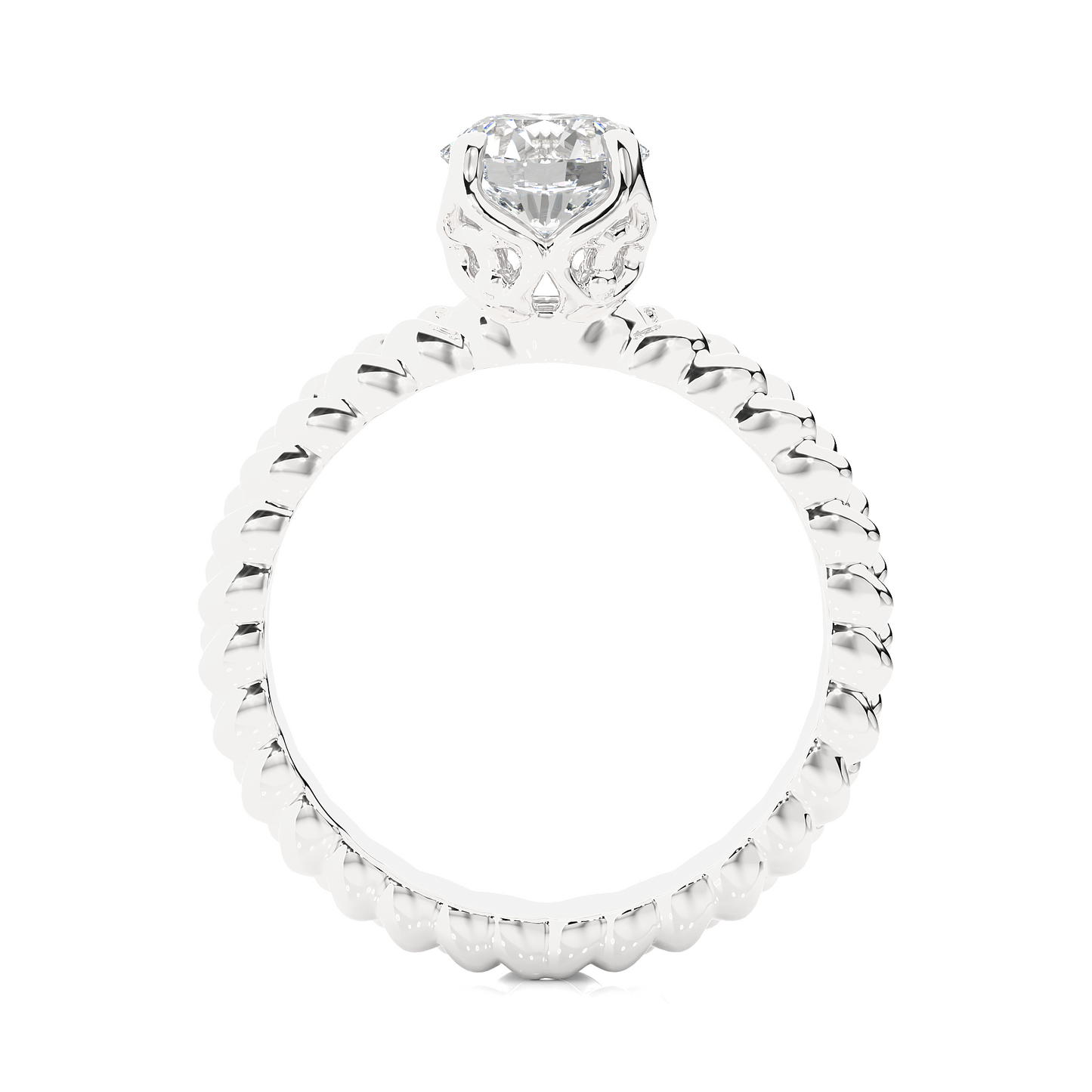 Vintage Heart Band Vermeil Moissanite Lab Diamond Ring
