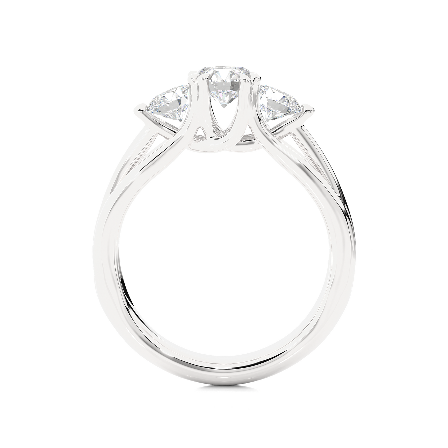 Classic Round Diamond Three Stone Engagement Ring