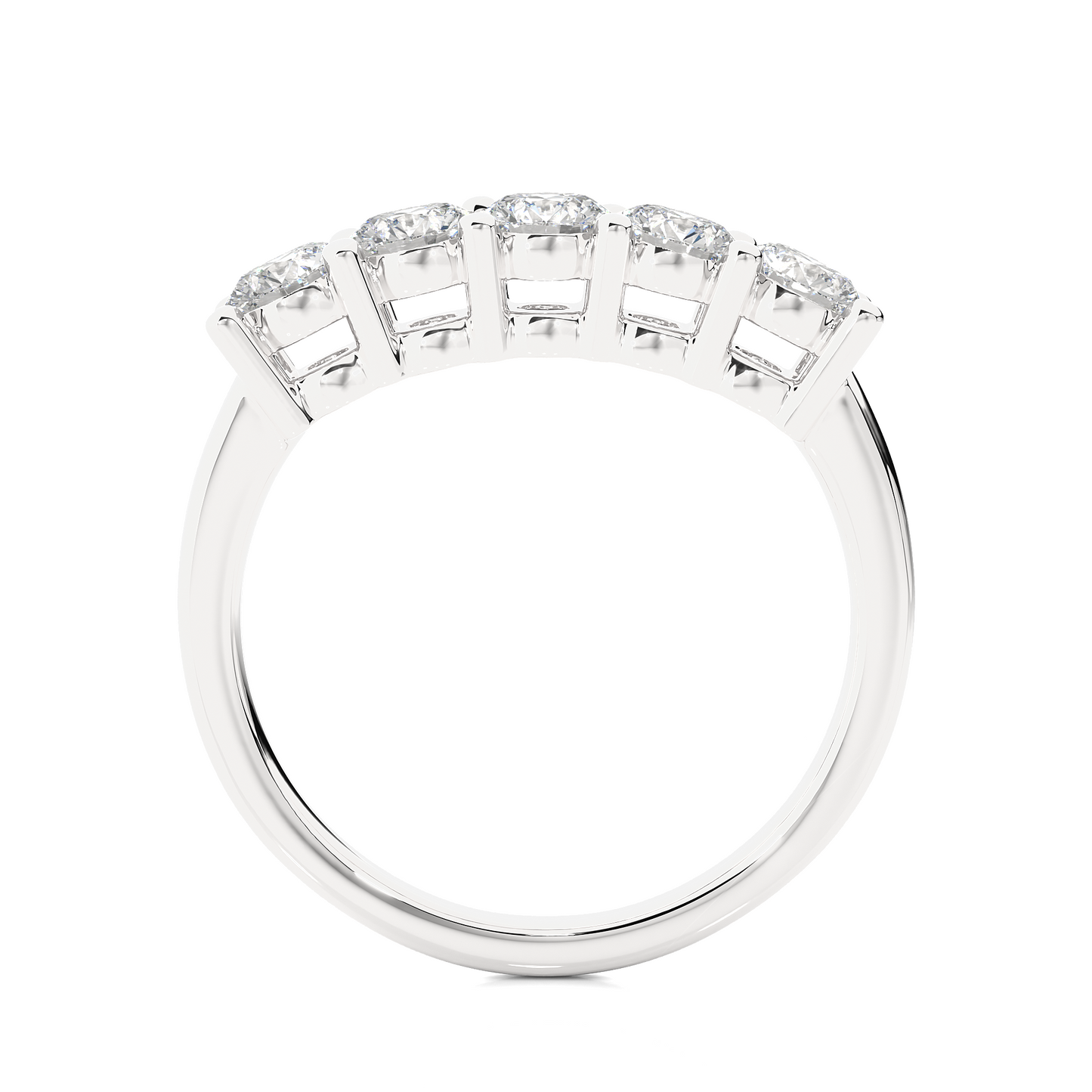 Elegant Five Stone Moissanite Lab Diamond Vermeil Ring