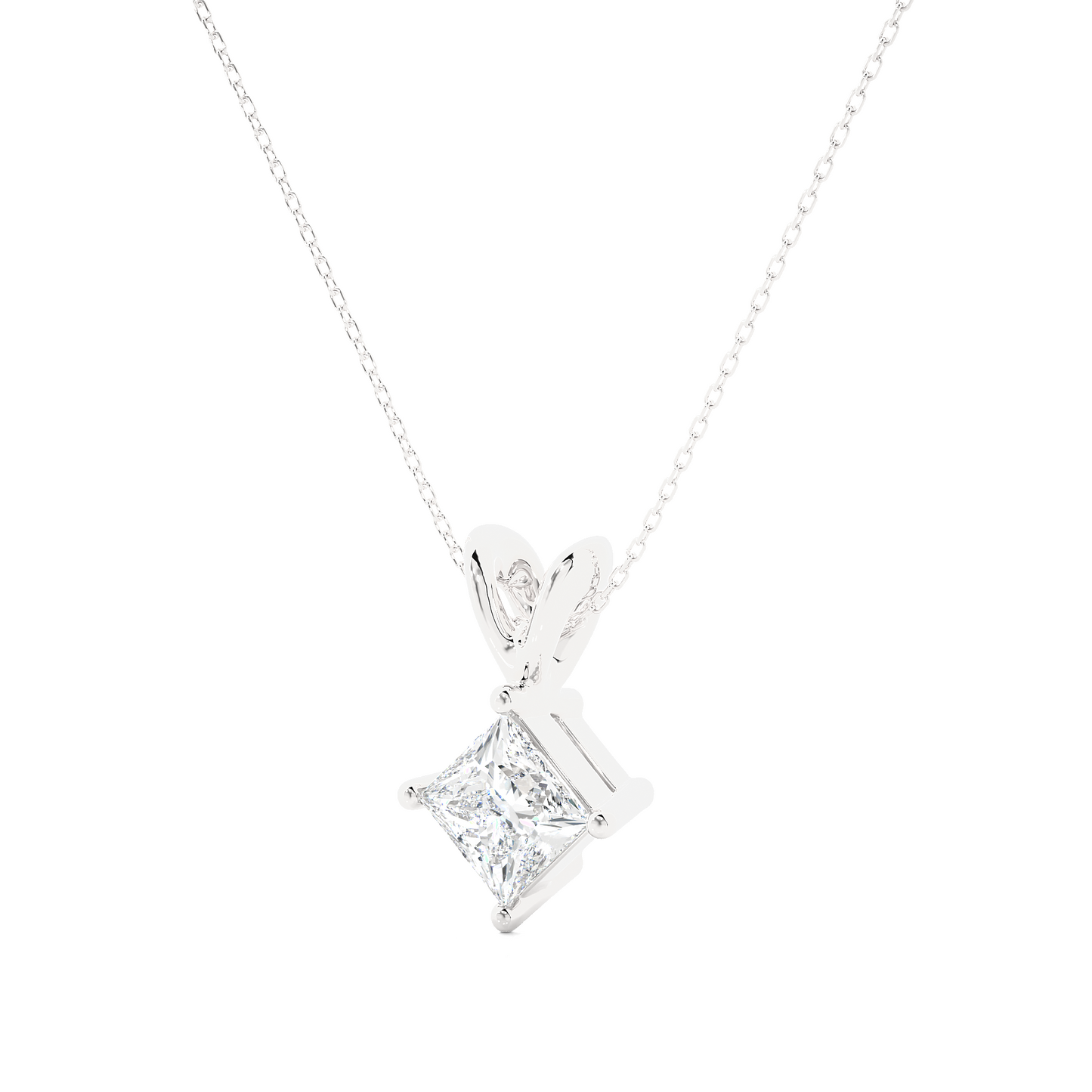 Vermeil Gold Princess Moissanite Diamond Solitaire Pendant Necklace