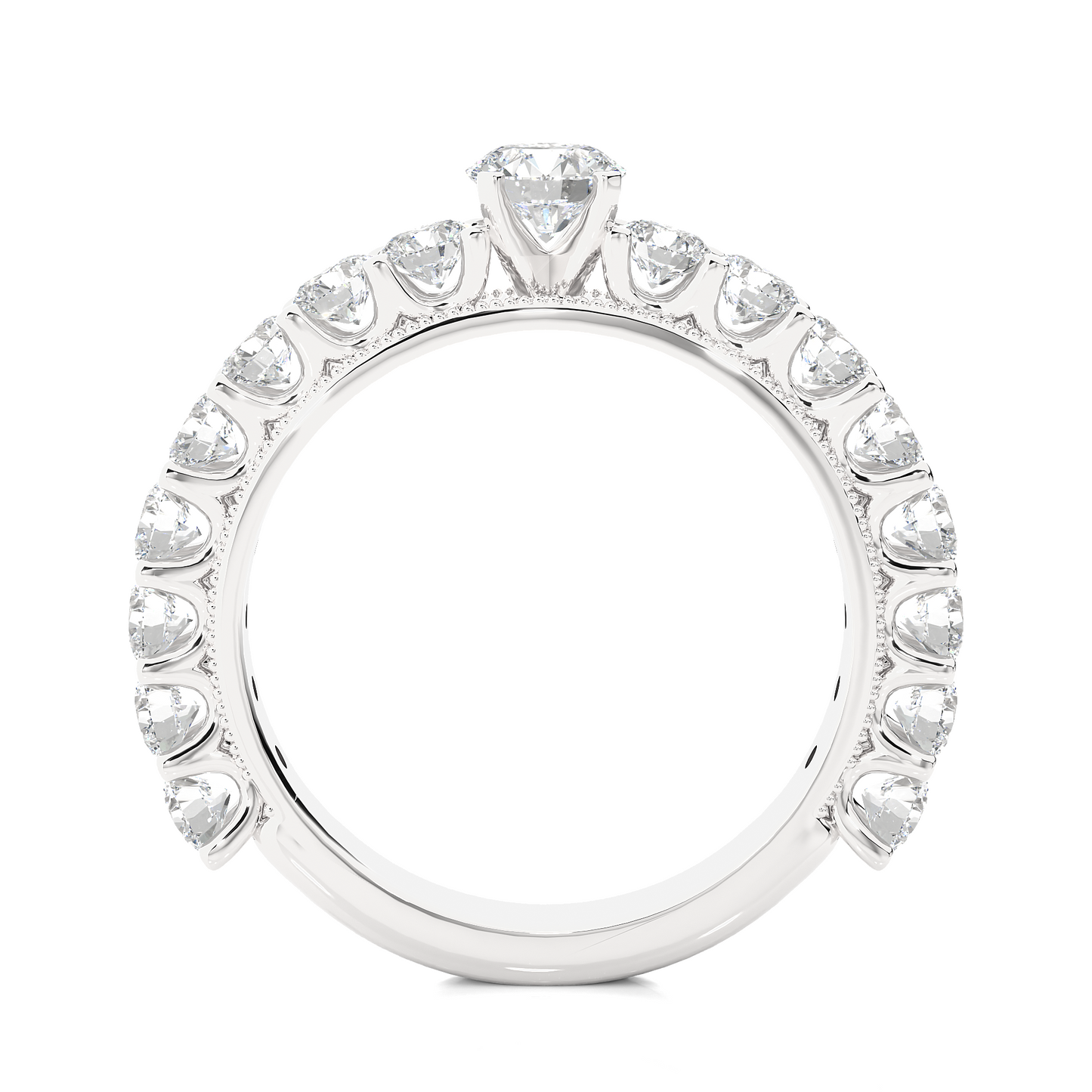 Vermeil Round Moissanite Lab Diamond Eternity Engagement Ring