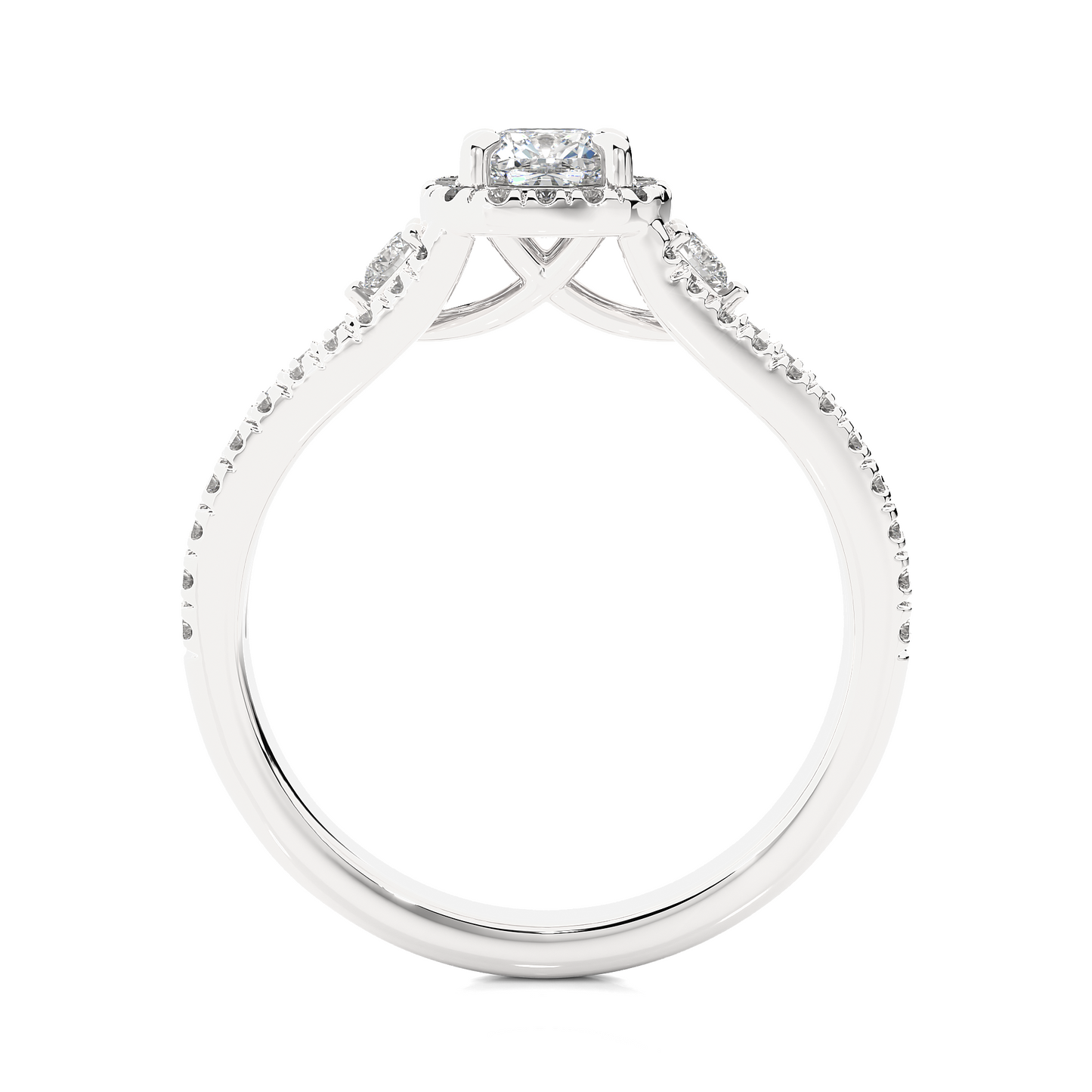 Cushion Lab Diamond Three Stone Engagement Ring