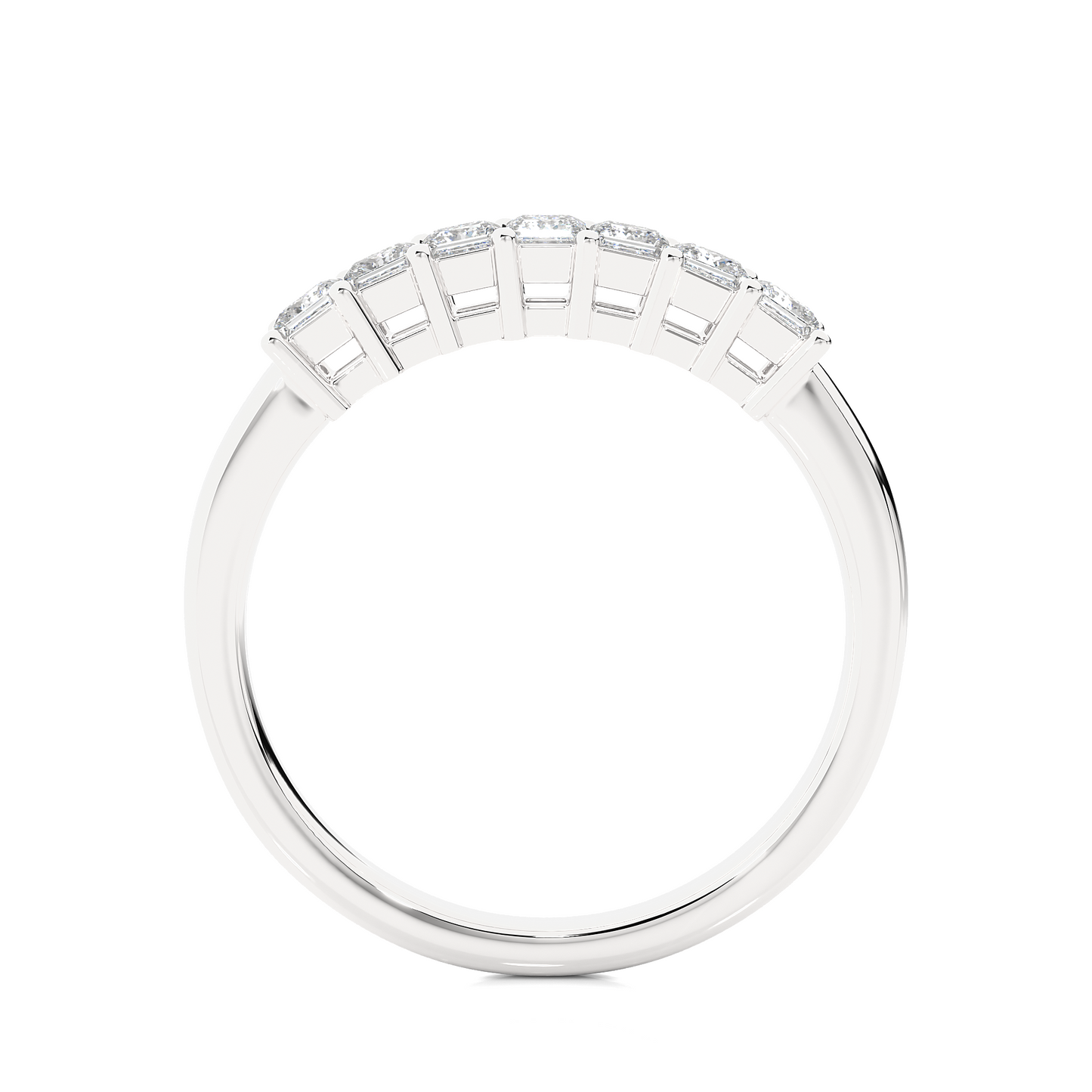 Princess Cut Diamond Vermeil Half Eternity Wedding Band