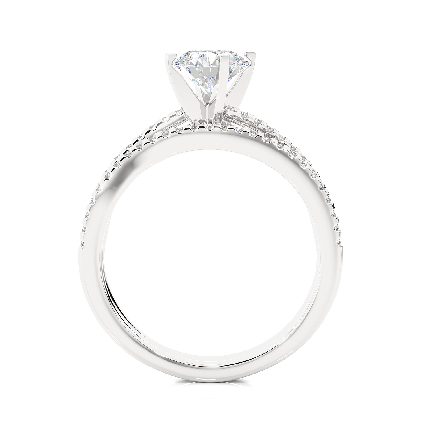 Elegant Twisted Band Vermeil Diamond Engagement Ring