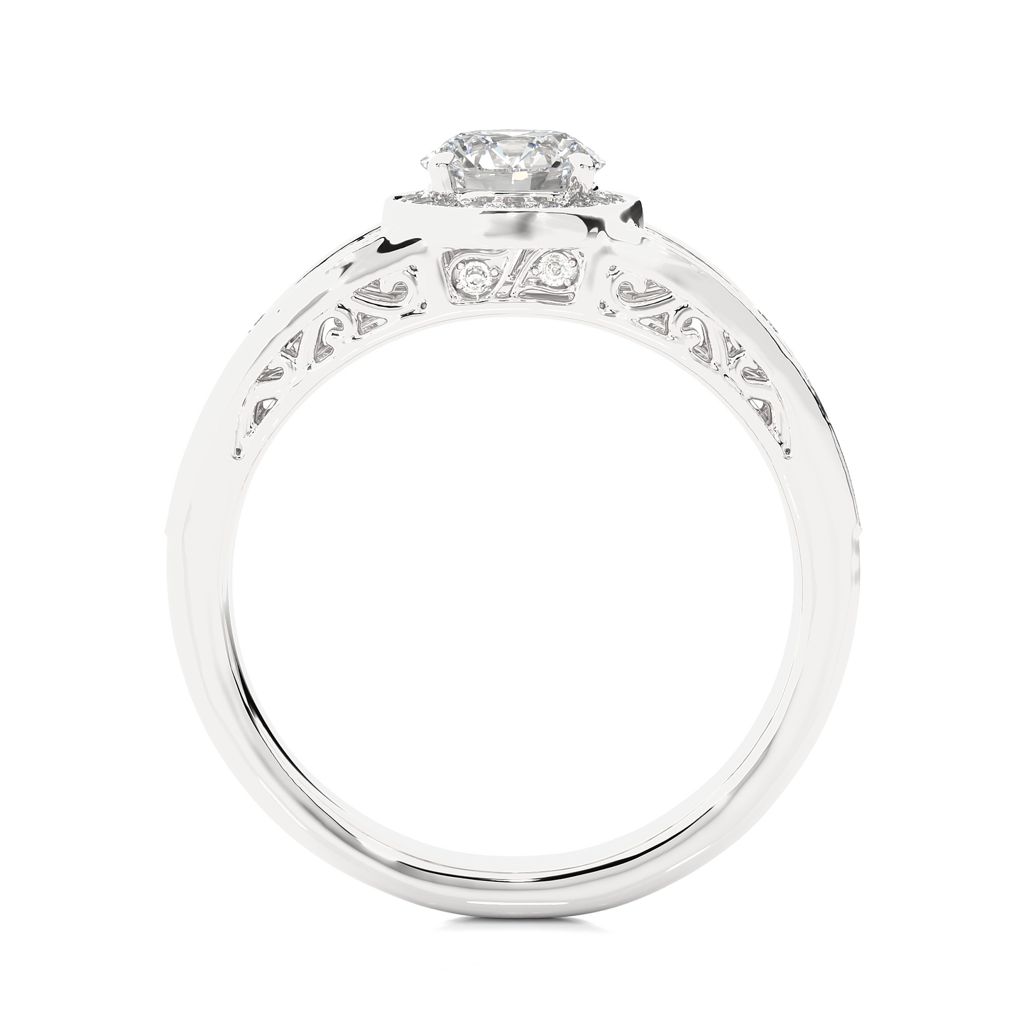 Vintage Halo Moissanite Lab Diamond Vermeil Ring