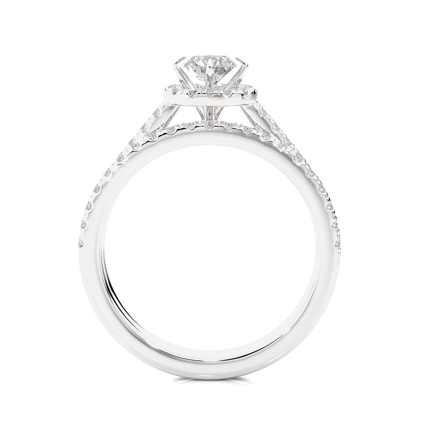 Vermeil Round Moissanite Diamond Halo Engagement Ring