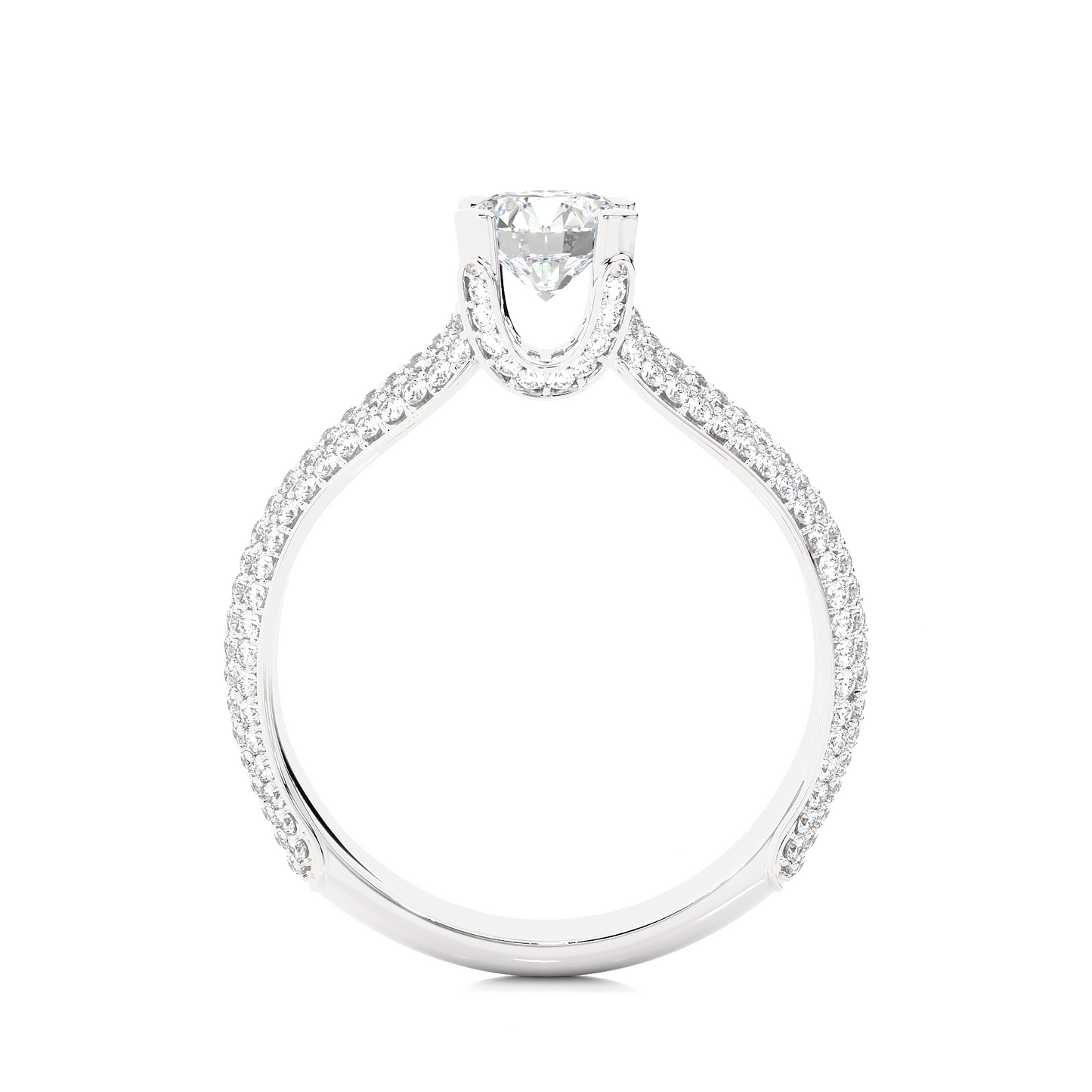 Double Pavé Split Shank Moissanite Diamond Vermeil Ring