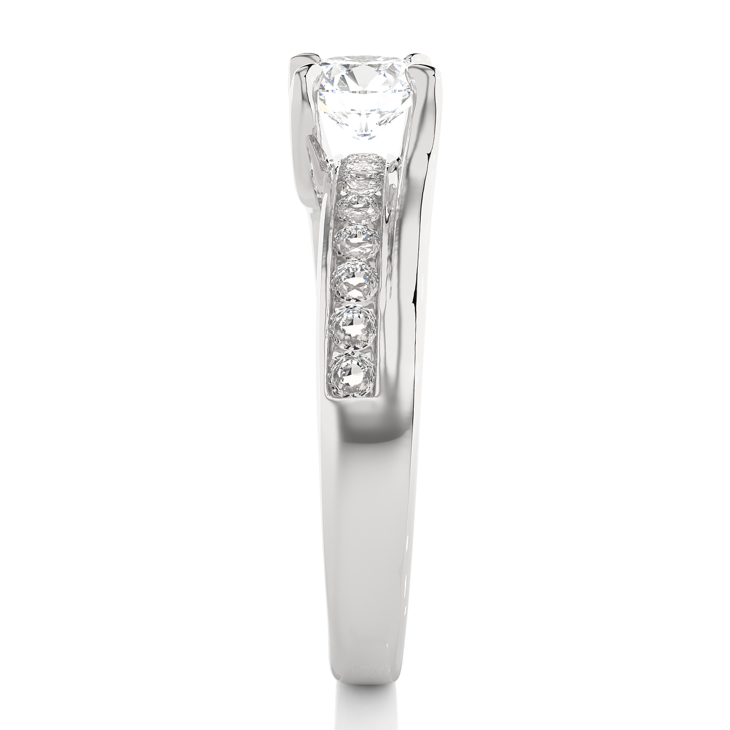 Round Solitaire Split Shank Moissanite Lab Diamond Vermeil Ring