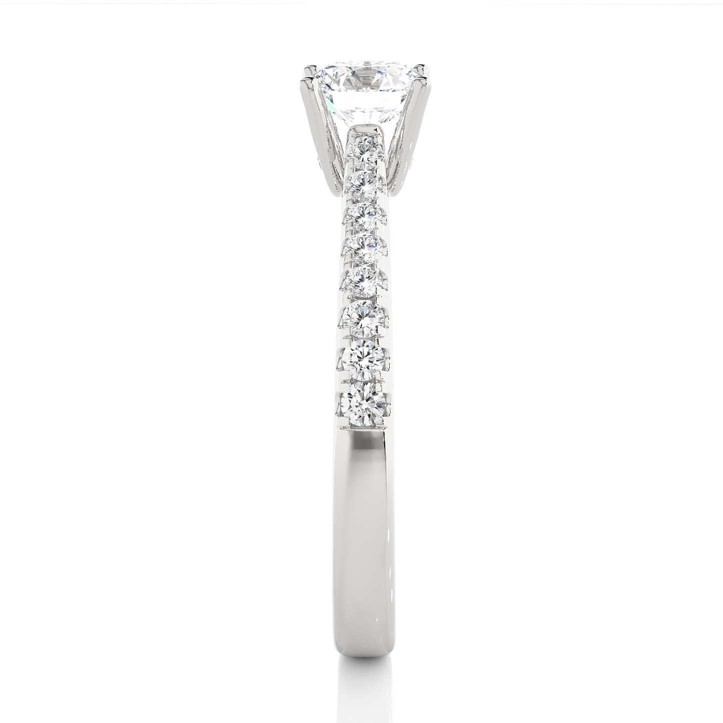 Classic Pavé Moissanite Lab Diamond Vermeil Engagement Ring