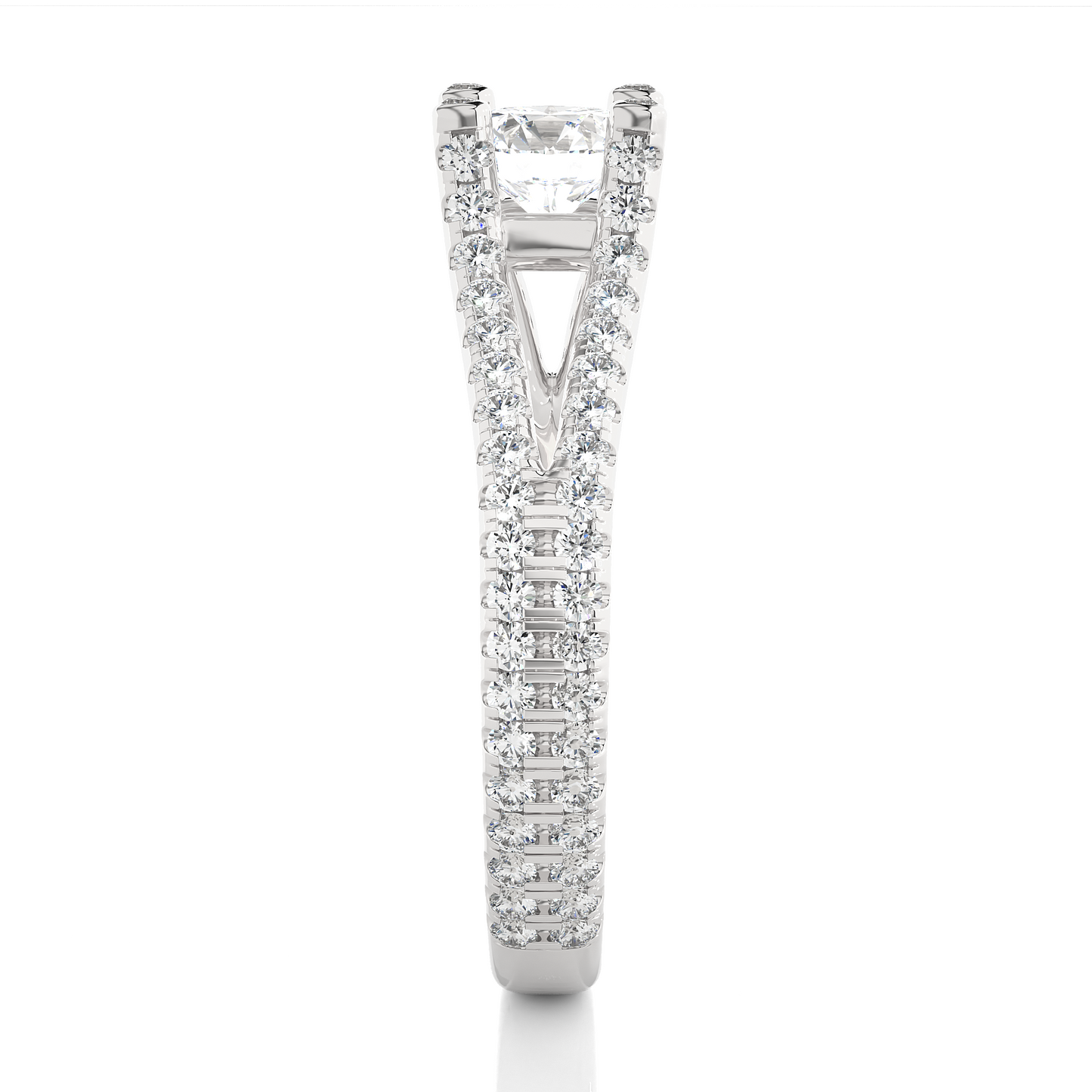 Elegant Split Shank Moissanite Lab Diamond Vermeil Ring