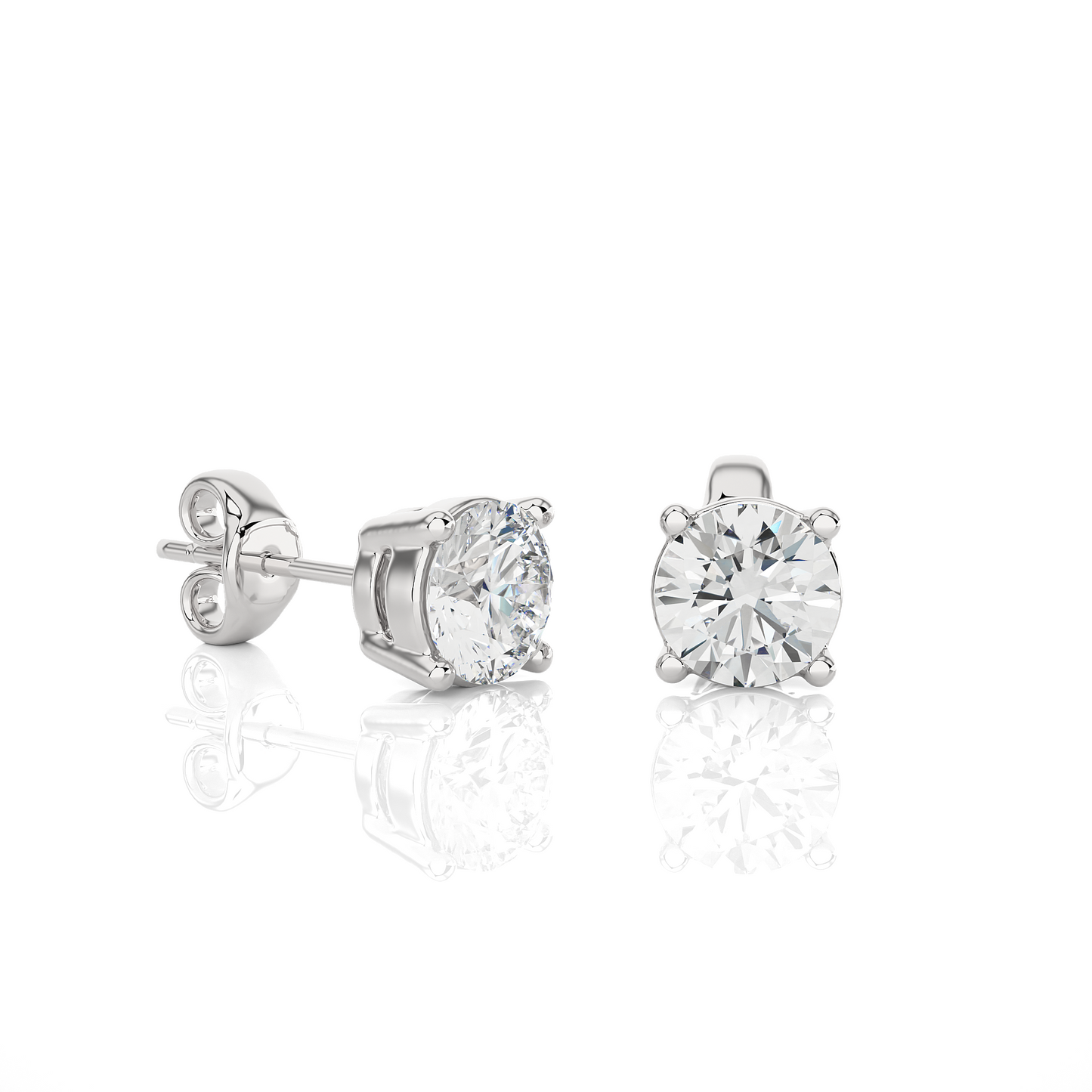 Classic Round Lab Diamond Solitaire Stud Earrings.