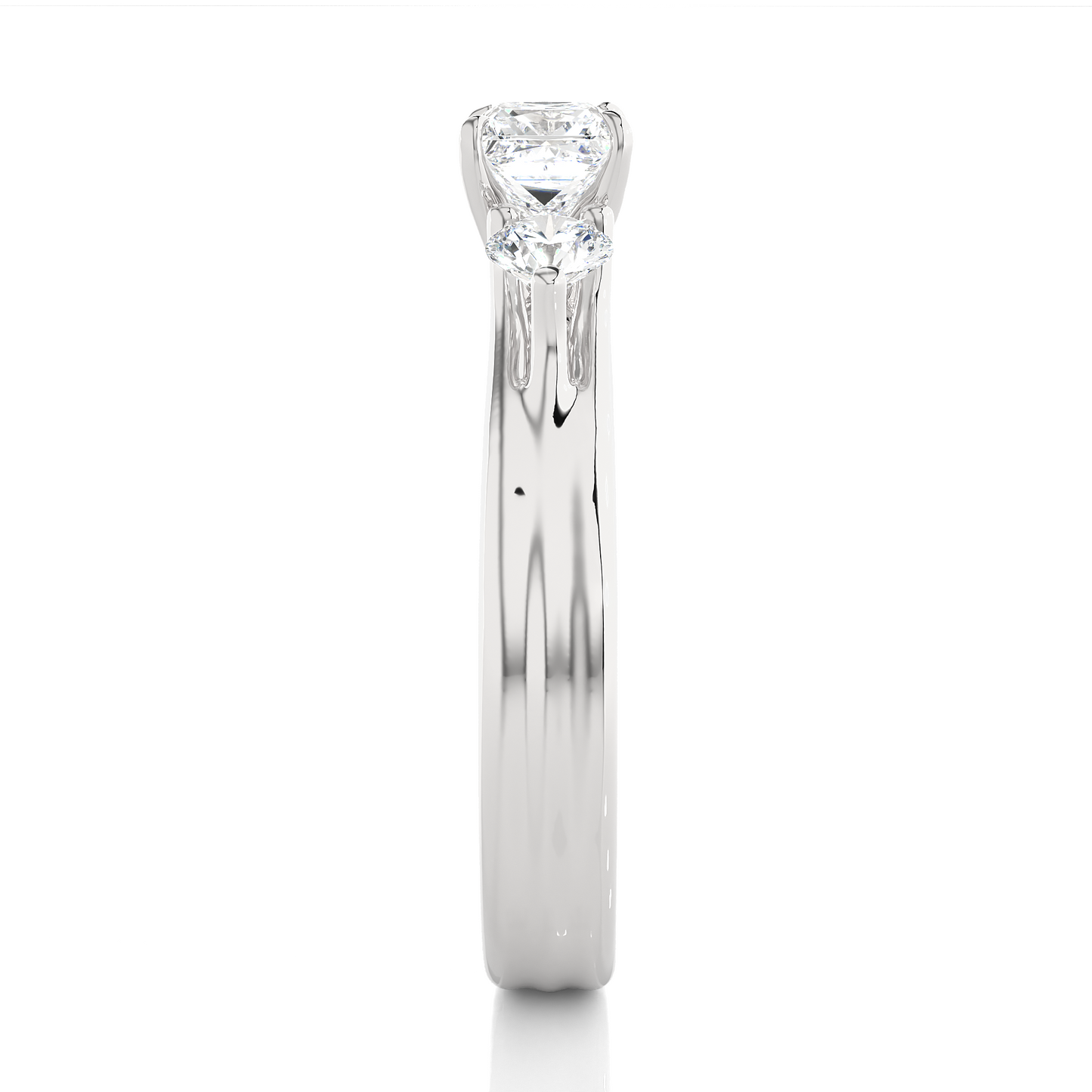 Princess Diamond Three Stone Engagement Ring
