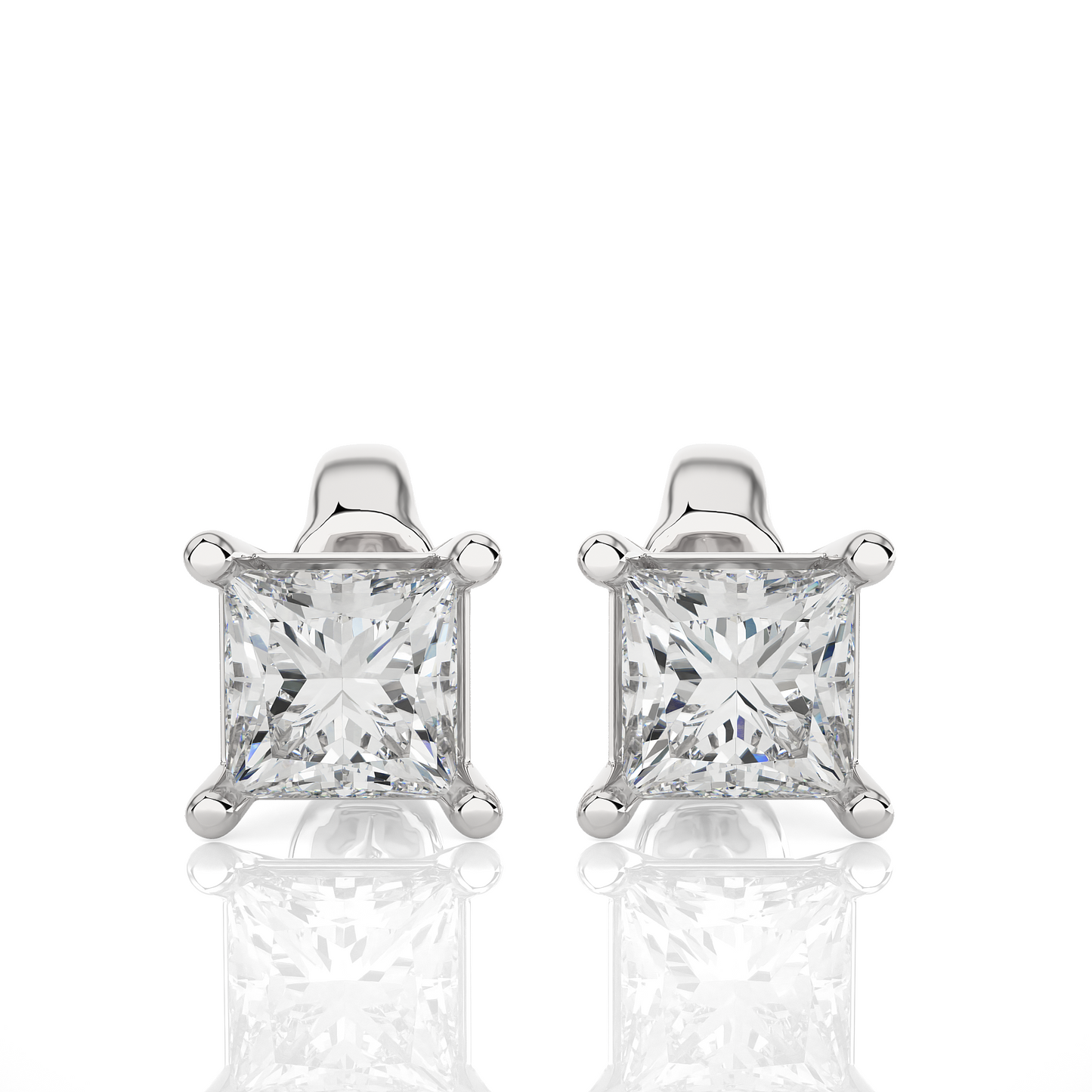 Vermeil Princess Cut Moissanite Lab Diamond Stud Earrings