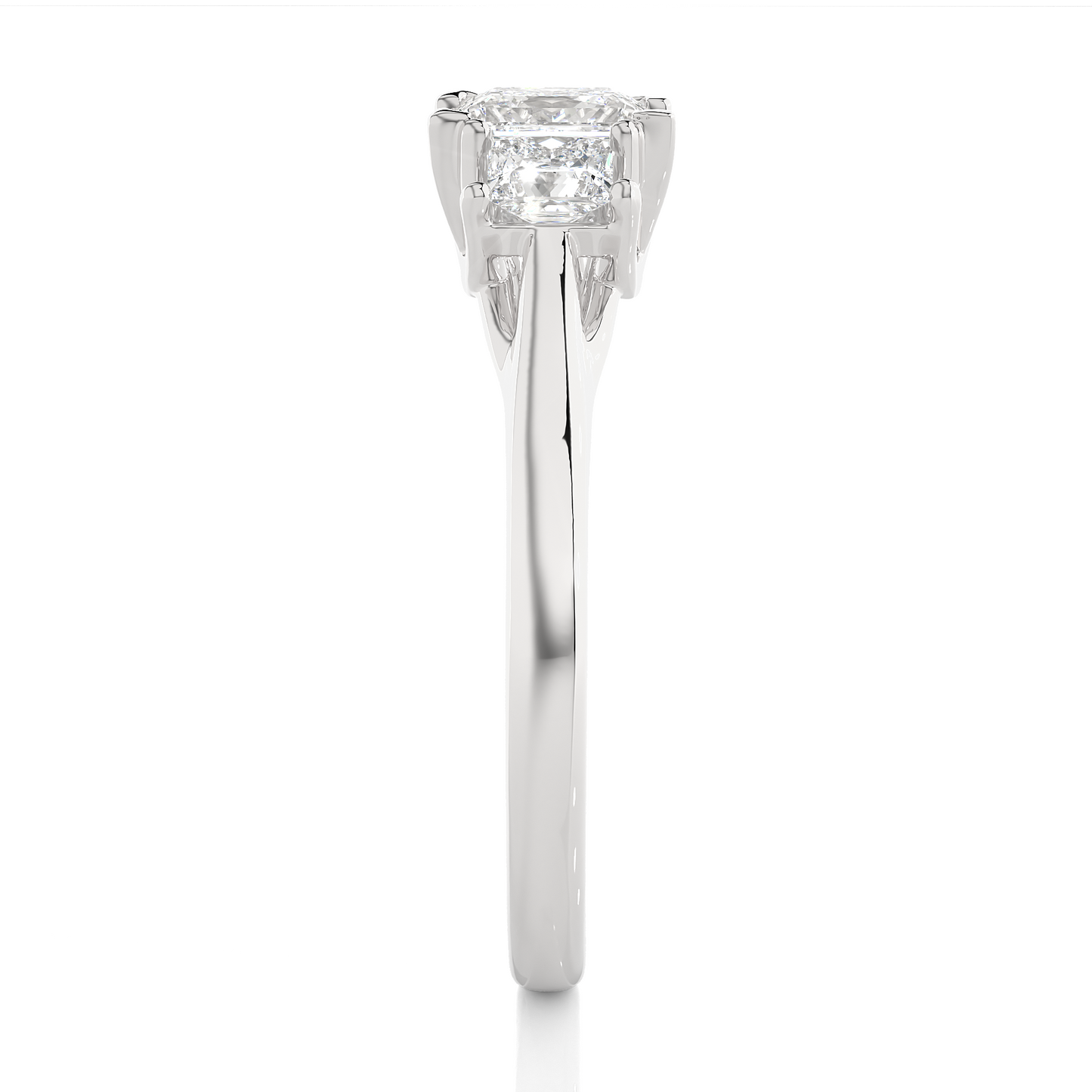 Three Stone Princess Lab Diamond Engagement Ring
