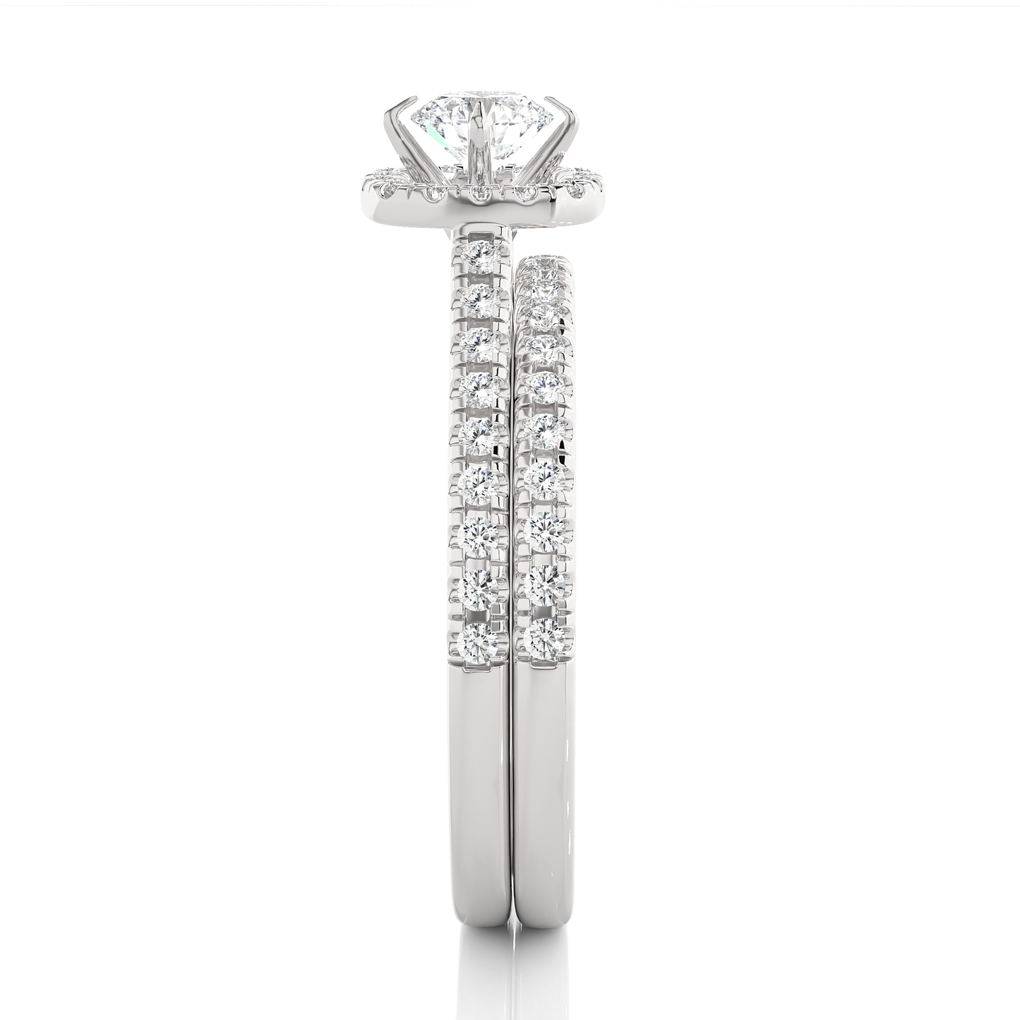Vermeil Round Moissanite Diamond Halo Engagement Ring