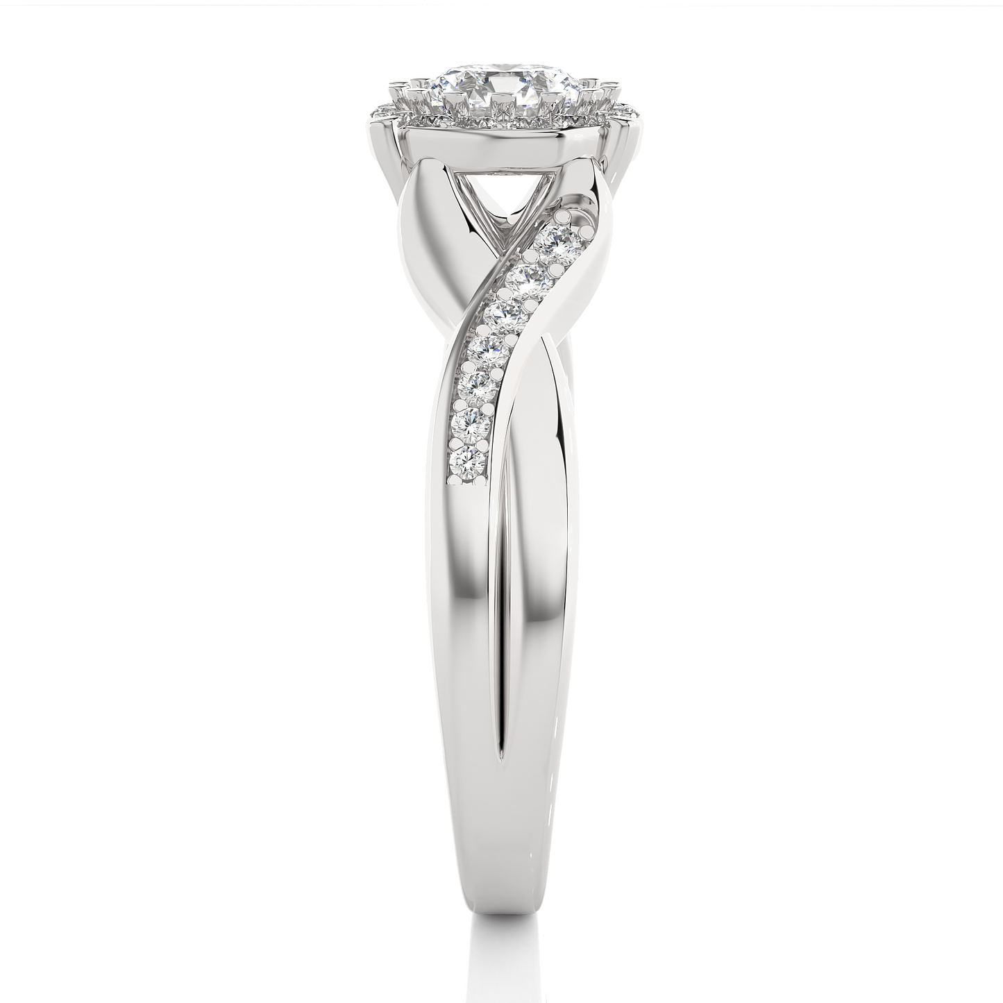 Vermeil Round Moissanite / Lab Grown Diamond Twisted Band Ring