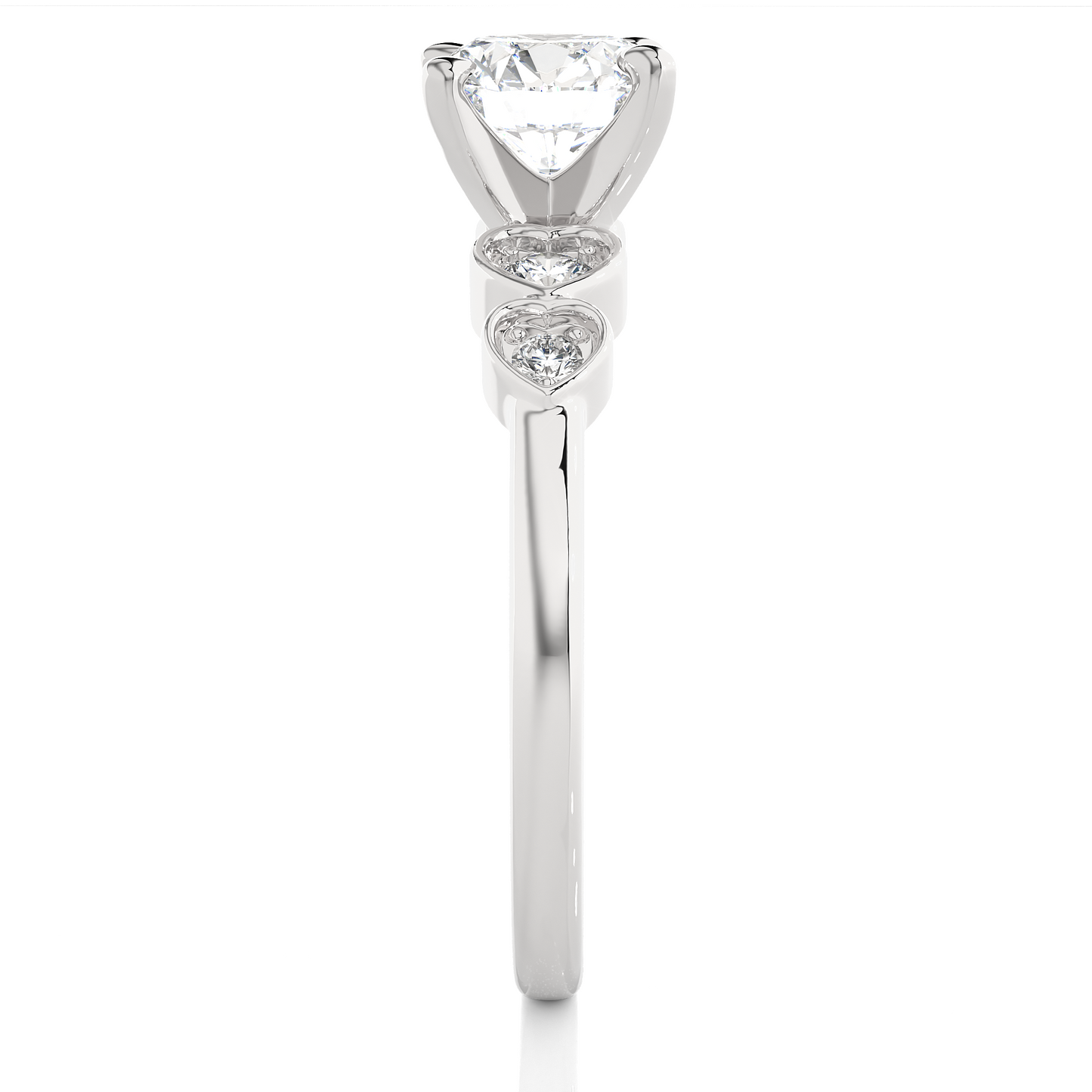 Round Cut Moissanite / Lab Diamond Vermeil Engagement Ring