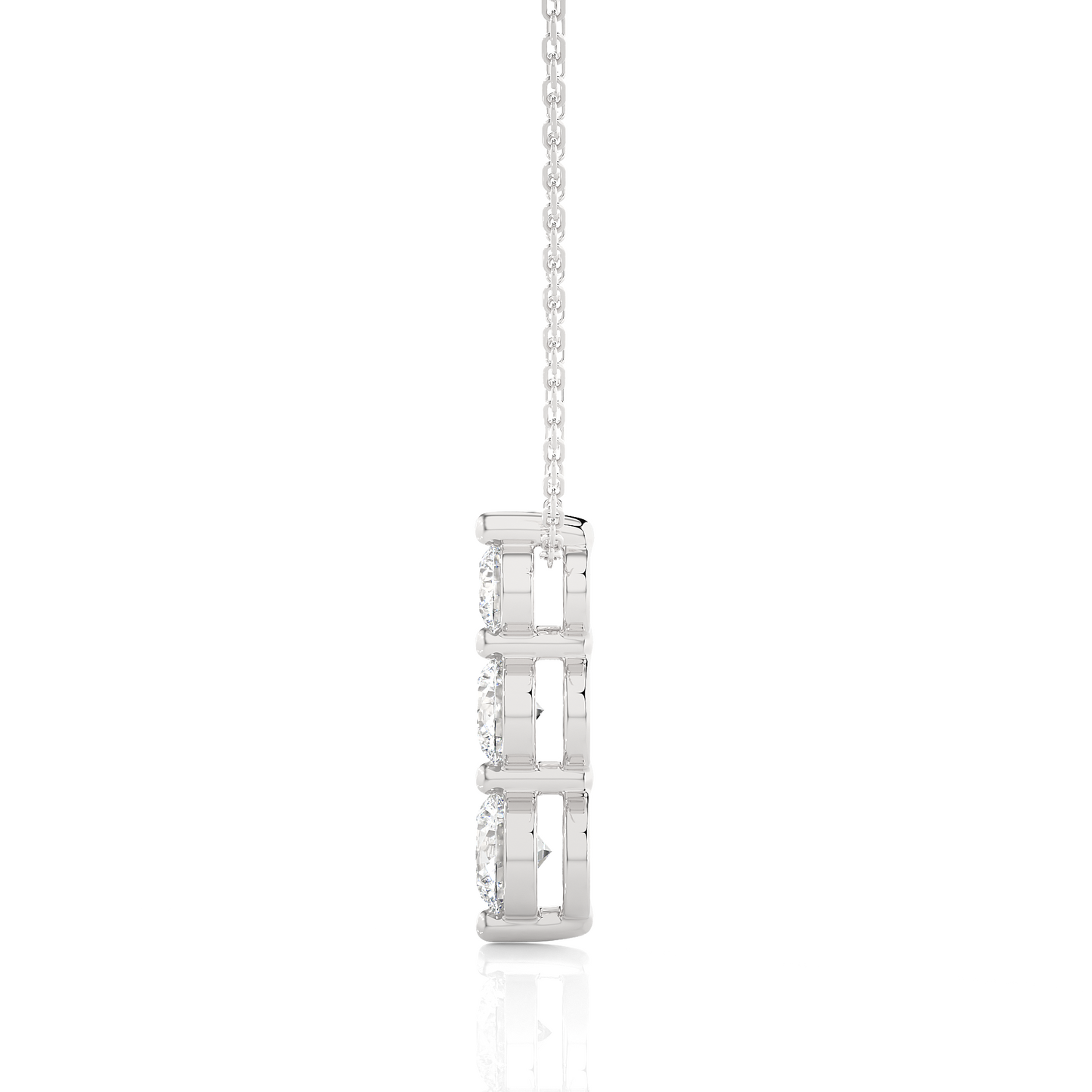 Three Stone Round Lab Diamond Pendant Necklace