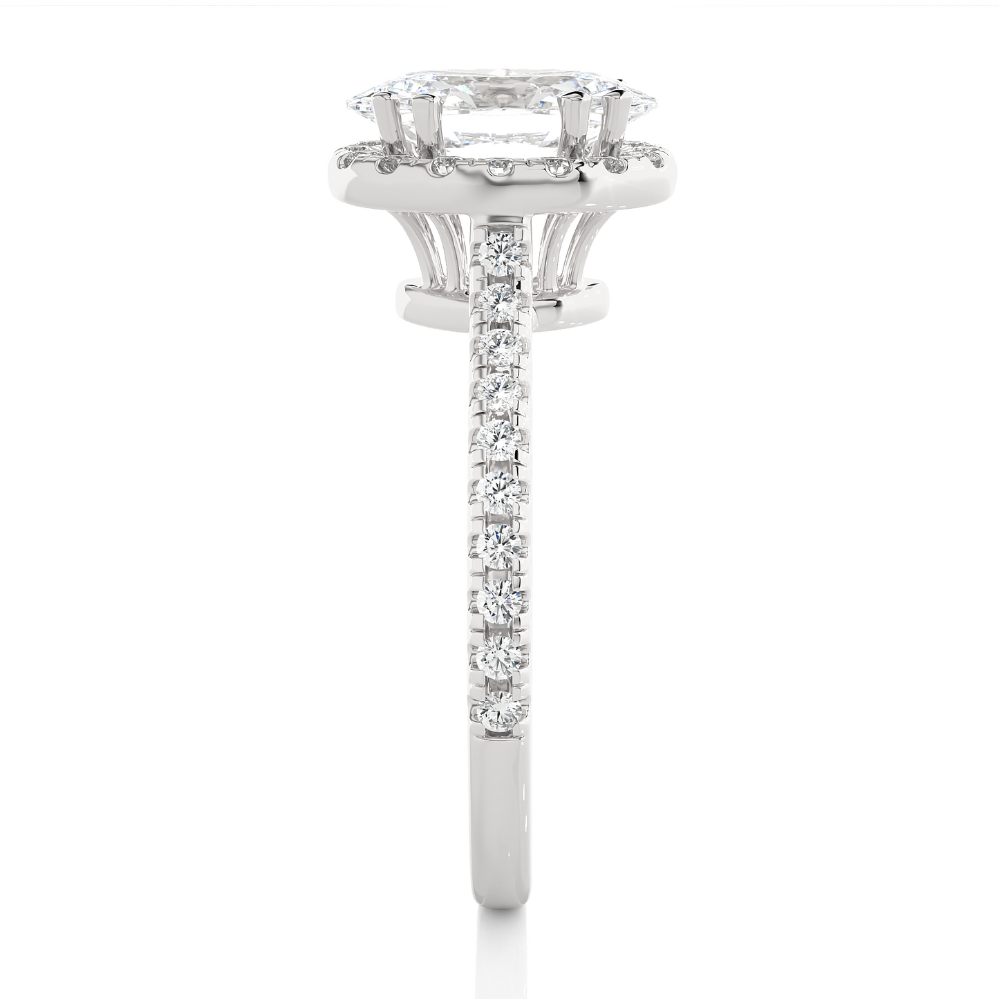 Oval Halo Diamond Moissanite Vermeil Engagement Ring