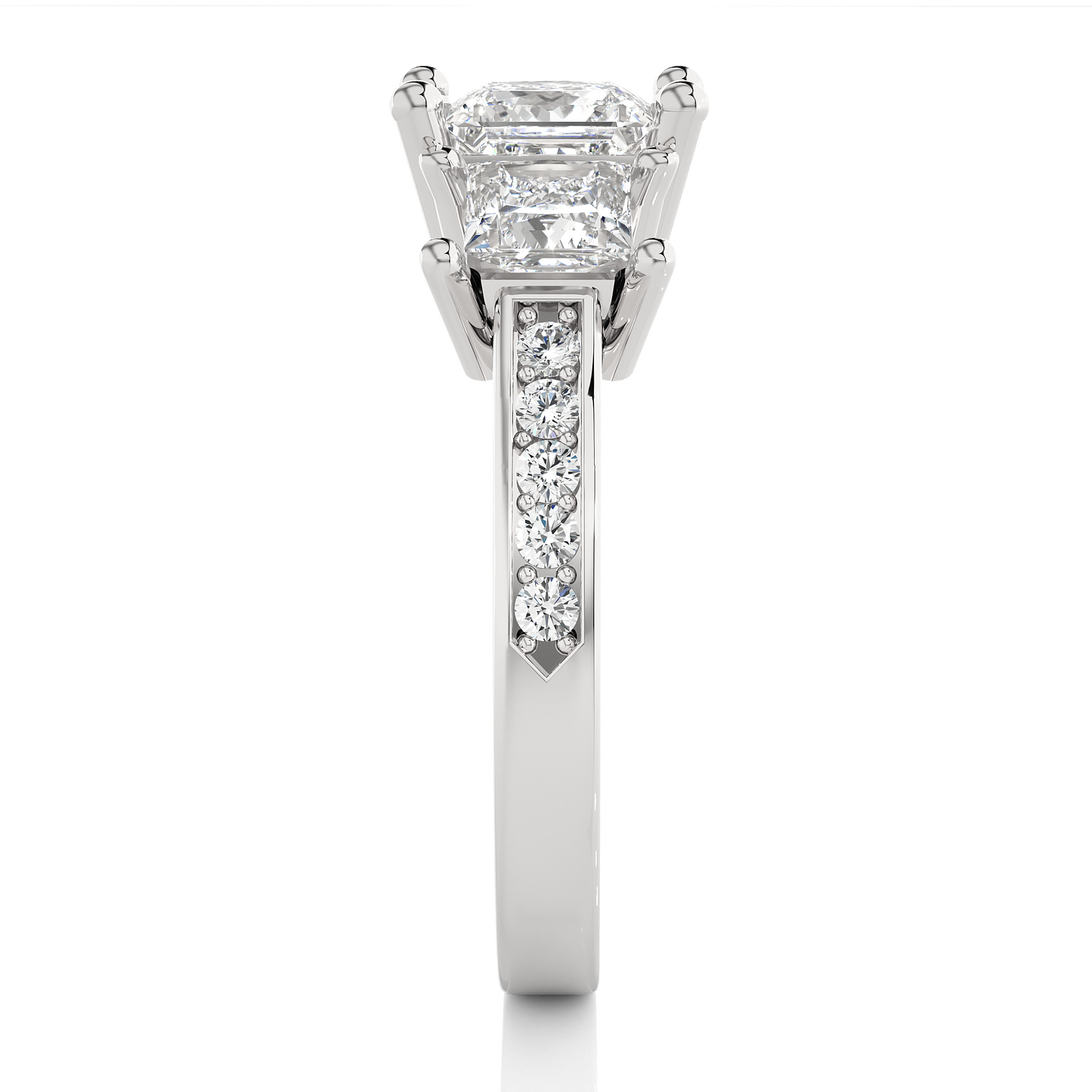 Three Stone Princess Lab Grown Diamond Engagement Ring