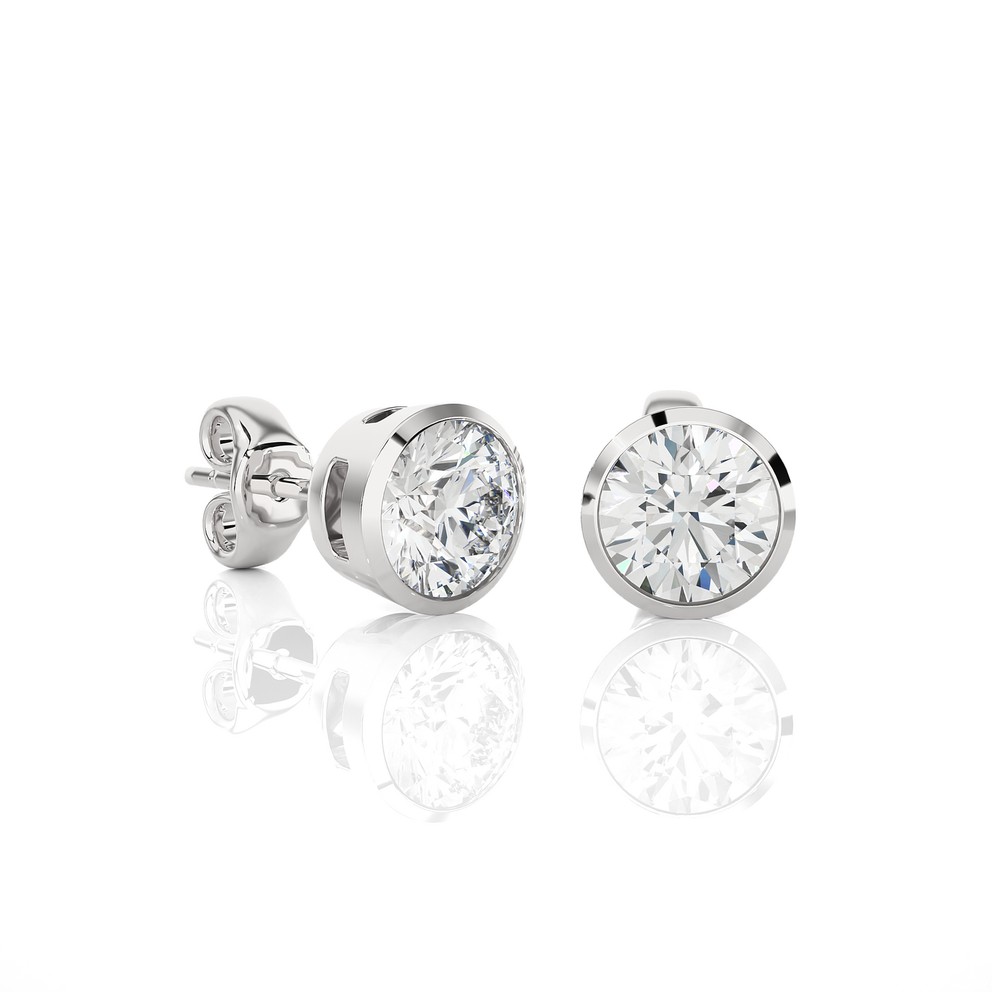 Vermeil Bezel Set Round Lab Moissanite Earrings