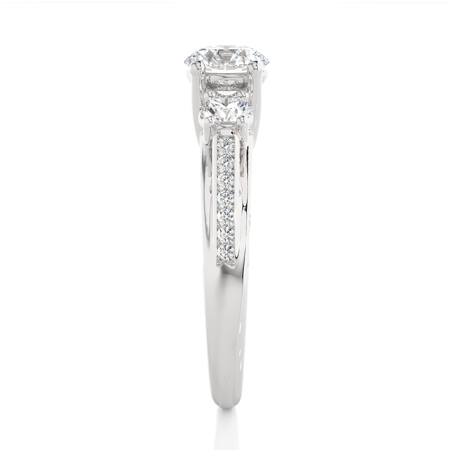 Three Stone Round Diamond Engagement Ring