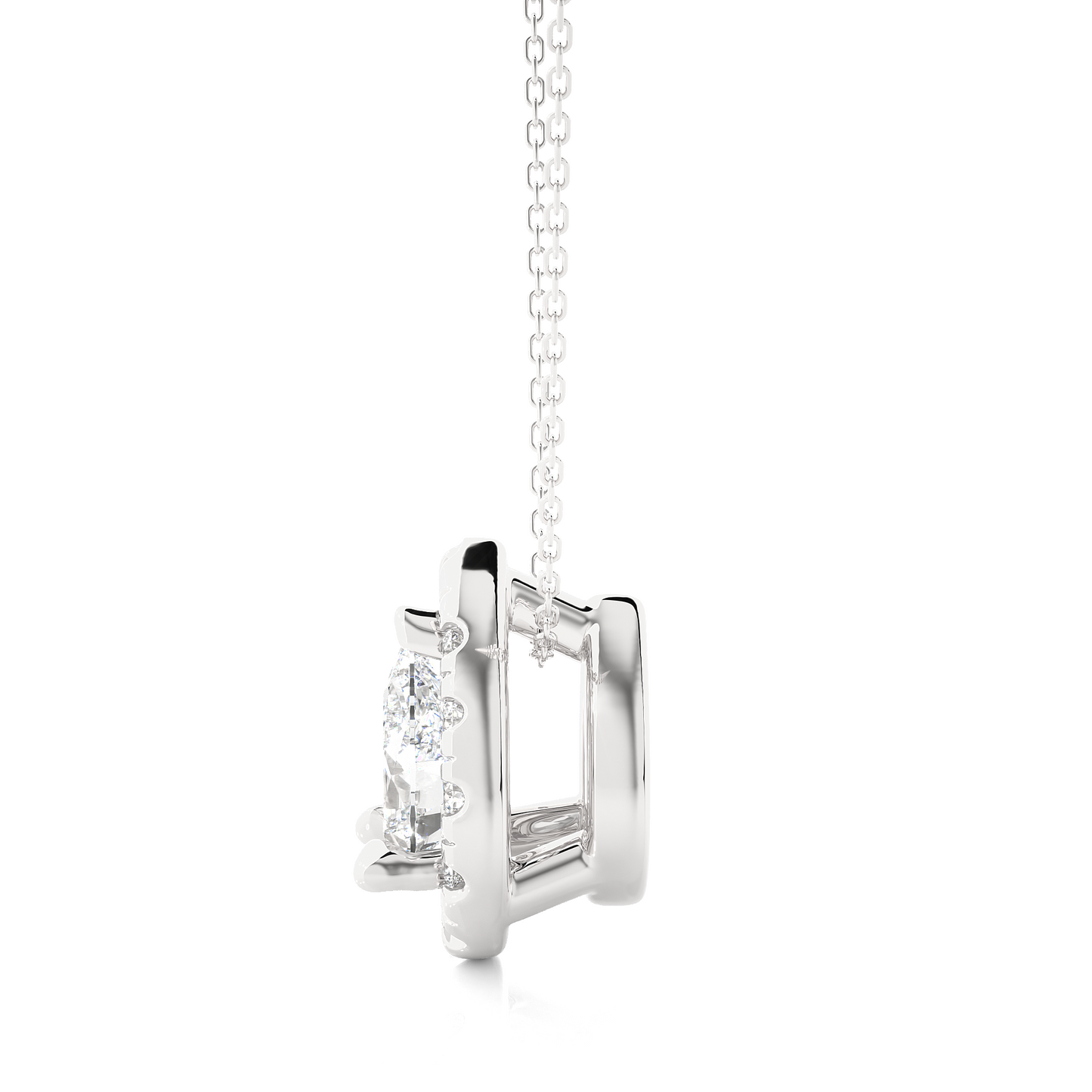 Pear Cut Lab Diamond Halo Pendant Necklace