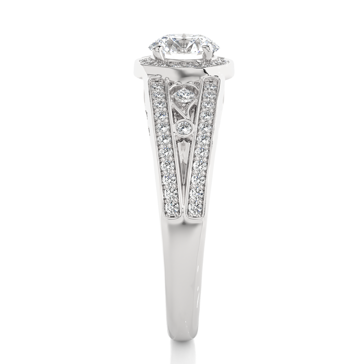 Vintage Halo Moissanite Lab Diamond Vermeil Ring