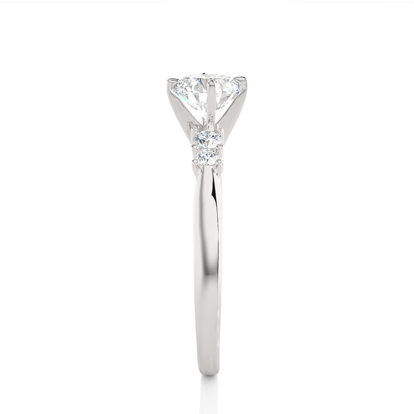 Three Stone Moissanite Lab Diamond Vermeil Ring