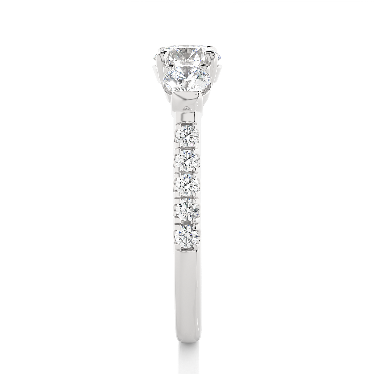 Round Lab Diamond Three Stone Engagement RIng