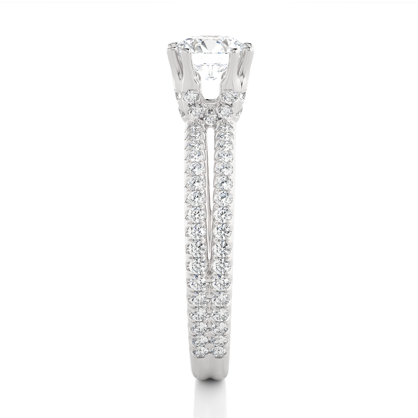 Twin Band Pavé Moissanite Lab Diamond Vermeil Ring