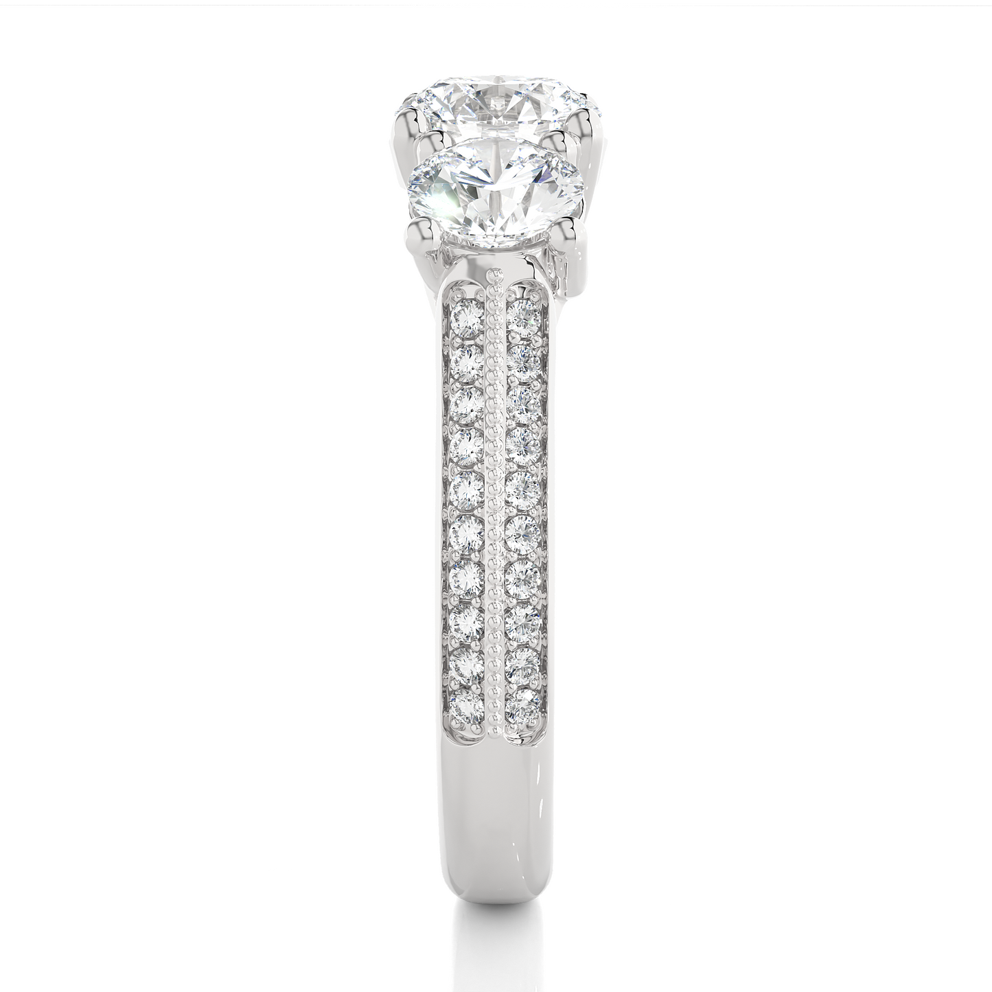 Round Three Stone Lab Grown / Moissanite Diamond Ring