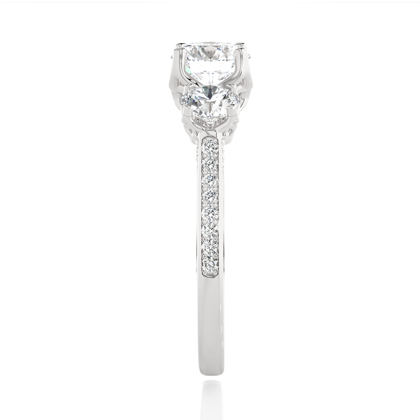 Lab Grown / Moissanite Diamond Three Stone Engagement Ring