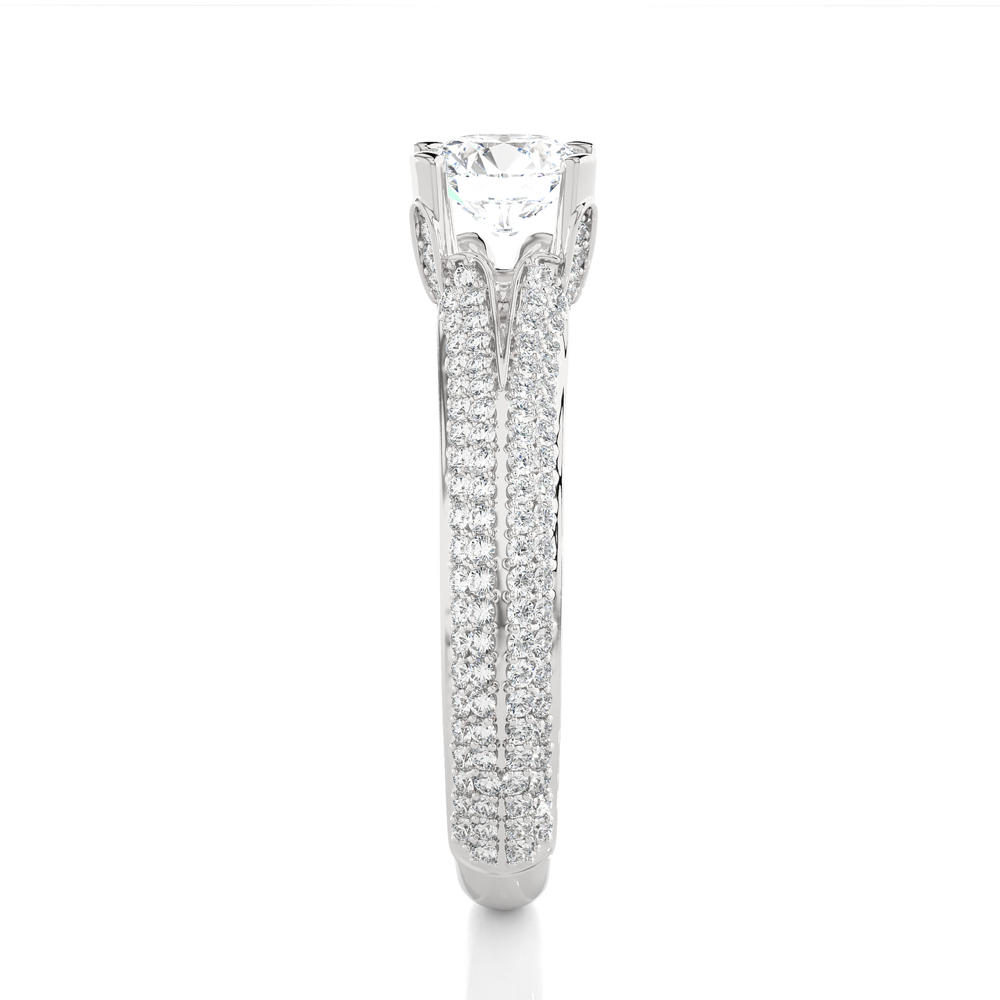 Double Pavé Split Shank Moissanite Diamond Vermeil Ring