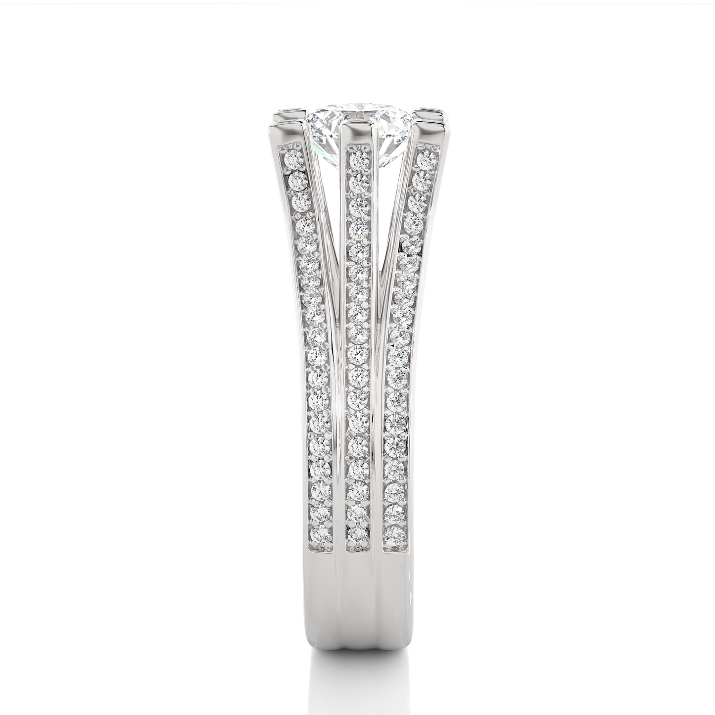 Bold Multi Row Moissanite Lab Diamond Vermeil Statement Ring