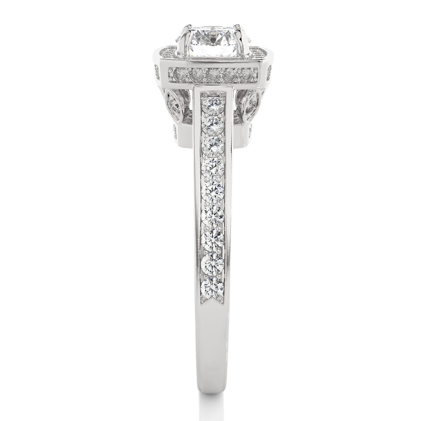 Cushion Halo Moissanite Lab Diamond Vermeil Ring