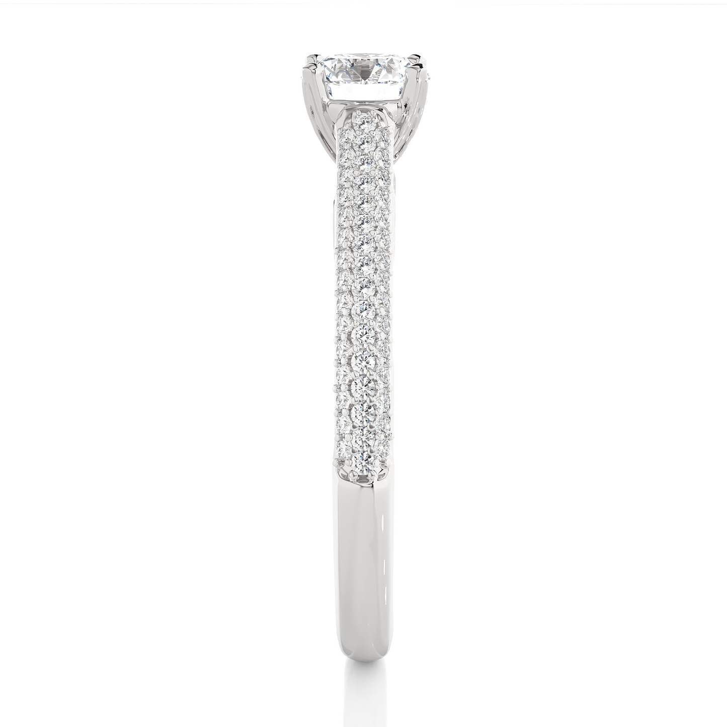 Elegant Solitaire Pave Lab Moissanite Diamond Vermeil Engagement Ring