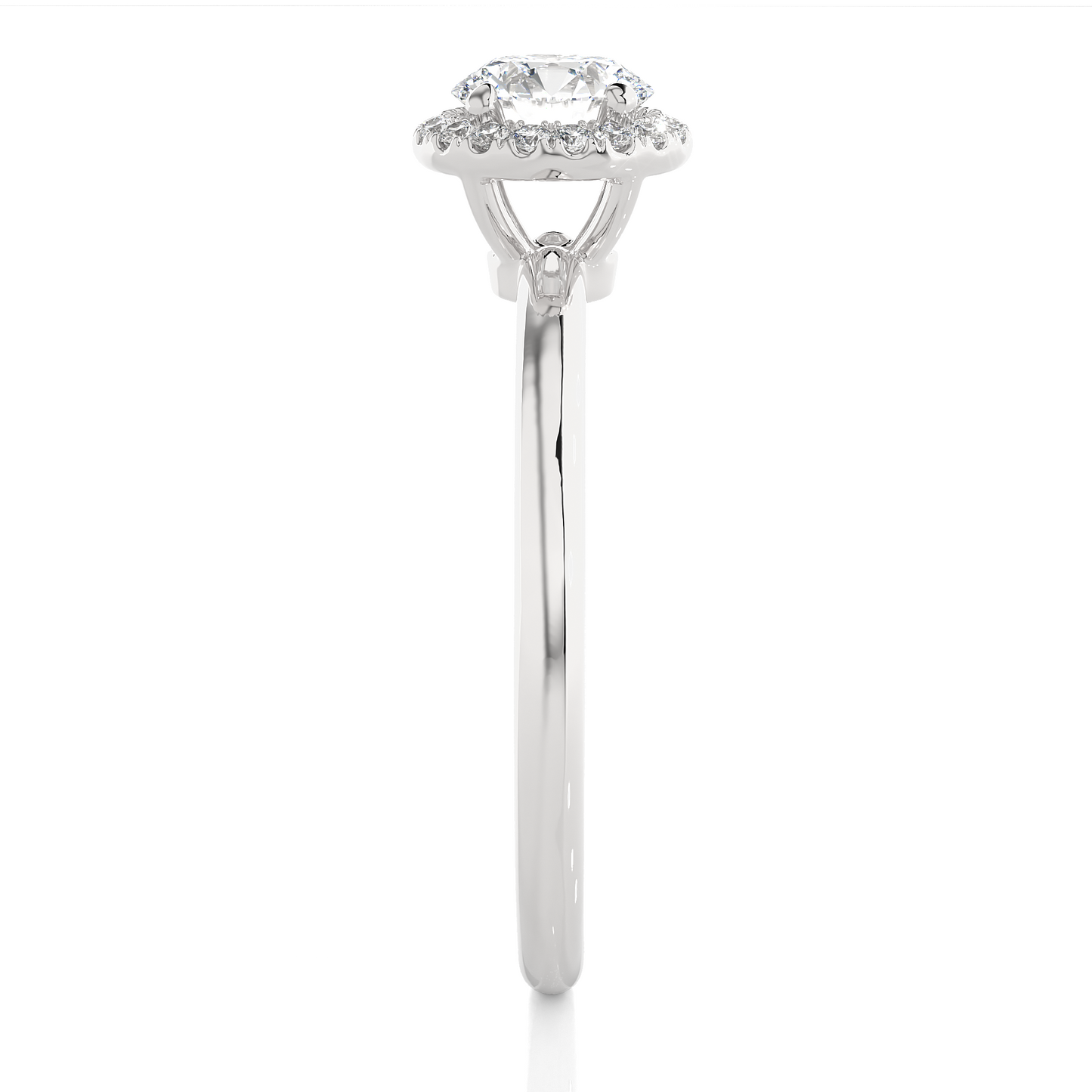 Elegant Halo Moissanite Lab Diamond Vermeil Ring