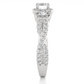 Lab & Moissanite Diamond Halo Three Stone Engagement Ring